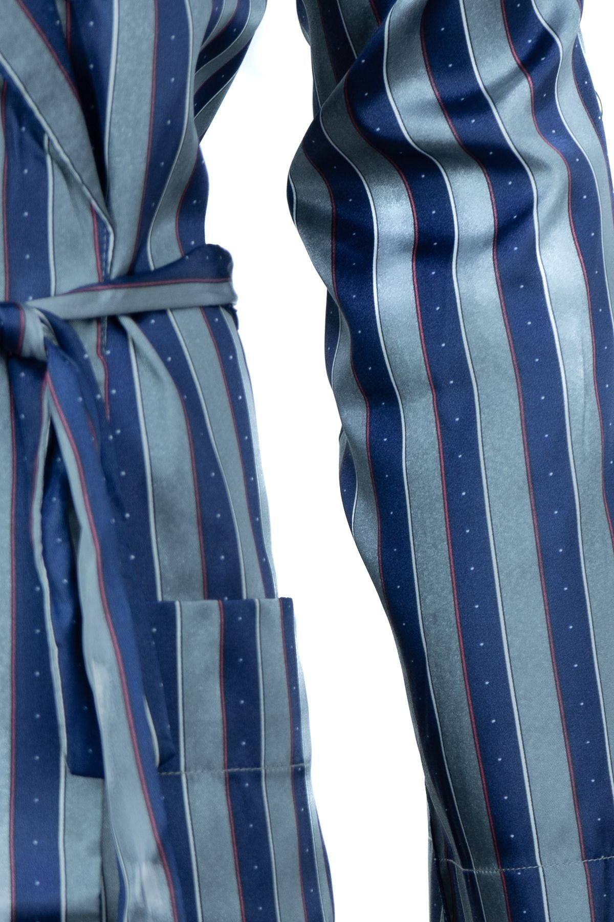 Erkek Klasik Model Röpteşambır Şık Saten Örme Cepli Klasik Rob Beli Kuşaklı Cepli Tam Kalıp