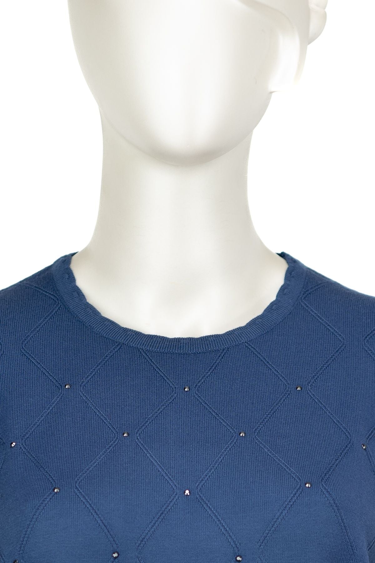 Kadın Kışlık Taşlı Kendinden Desenli Uzun Kollu Normal Kesim Likralı Dokuma Anne Kazak