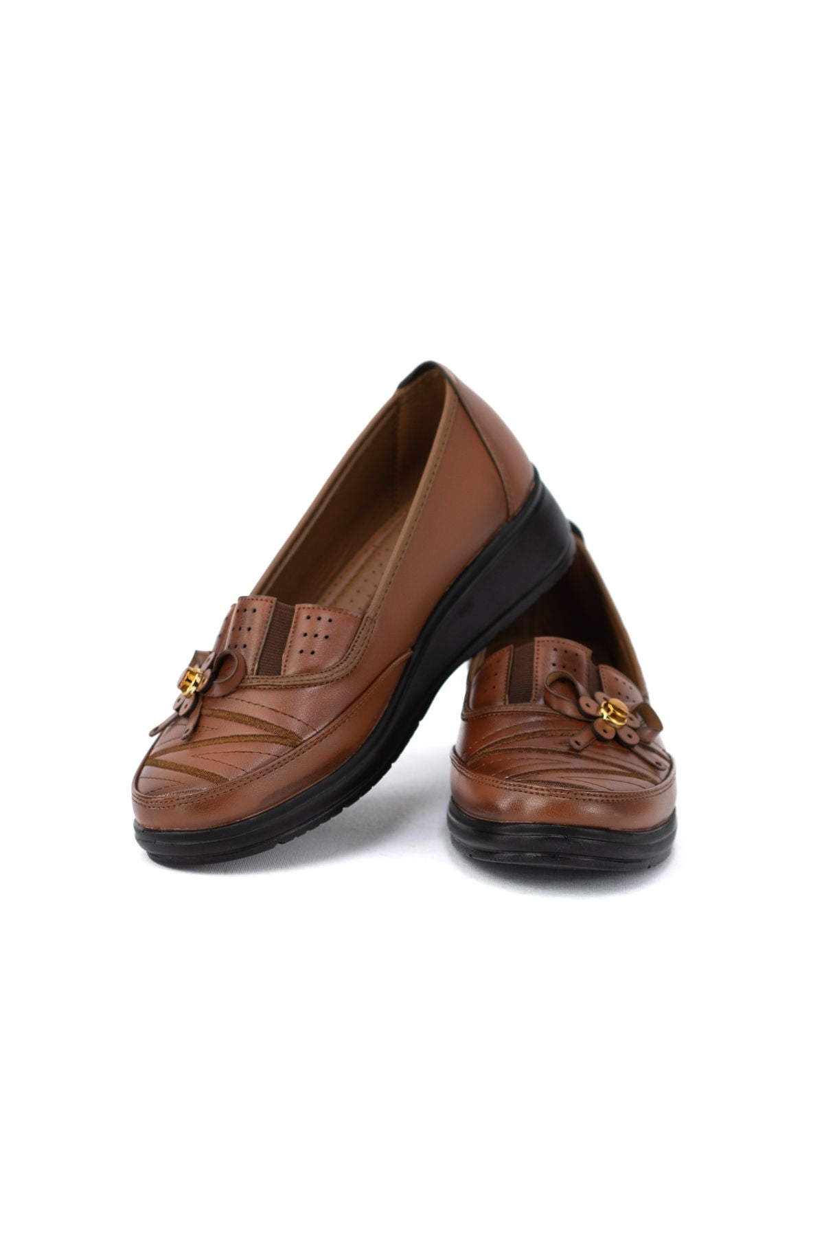 Kadın Deri Klasik Anne Ayakkabı Bağcıksız Kauçuk Taban Comfort Model Tam Kalıp Ortopedik