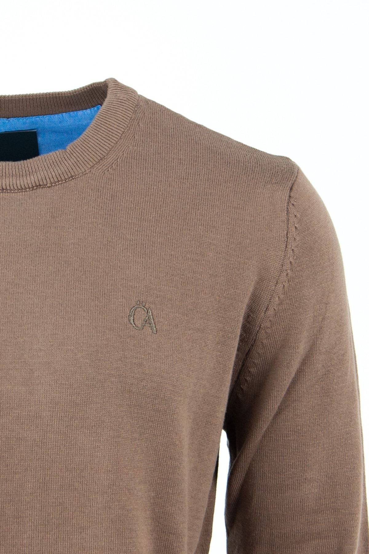 Erkek Kışlık Bisiklet Yaka Uzun Kollu Düz Renk Rahat Kesim Pamuklu Dokuma Triko Kazak