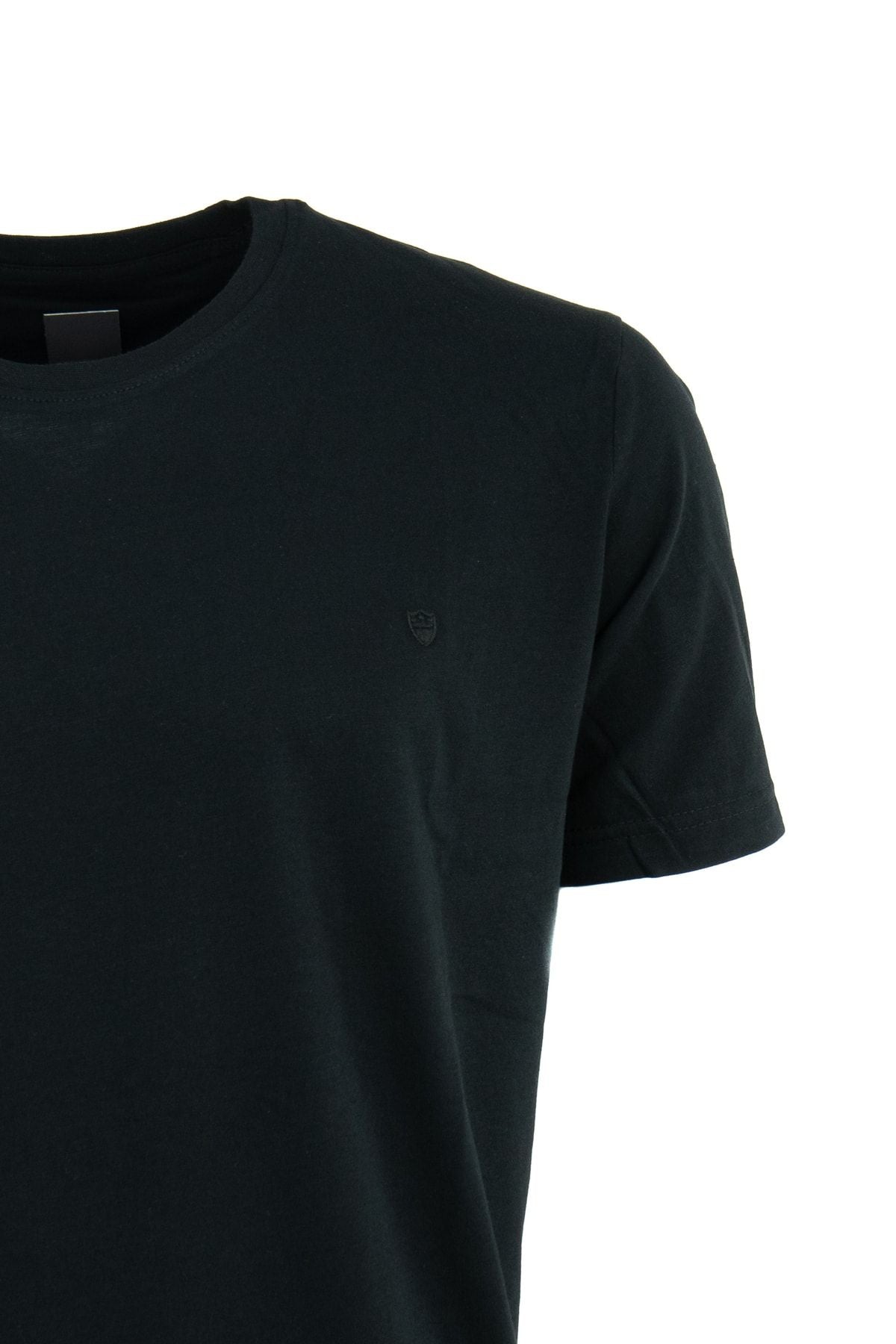 Erkek Sıfır Yaka Armalı Kısa Kollu Düz Renk Normal Kesim Premium %100 Pamuk Kumaş Tişört