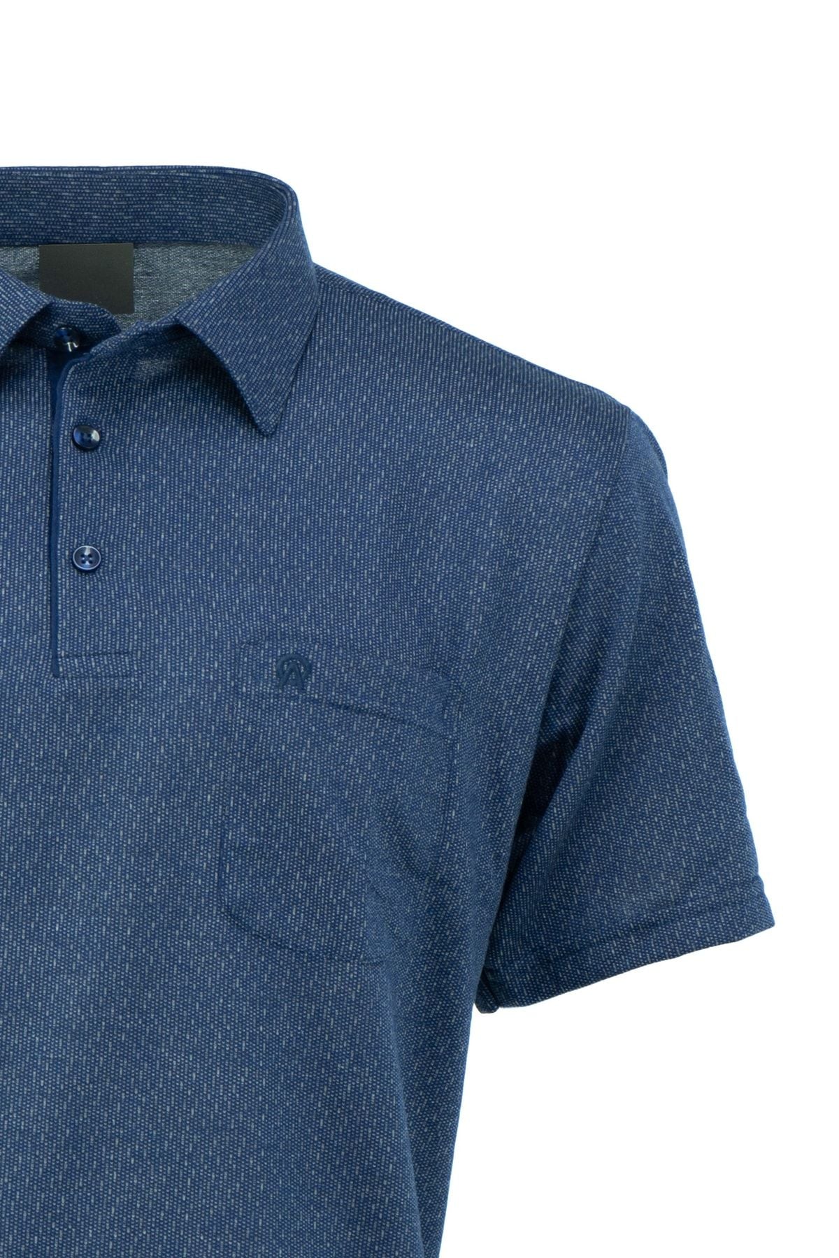 Erkek Gömlek Yaka Desenli Cepli Kısa Kollu Normal Kesim Premium Pamuklu Kumaş T-shirt