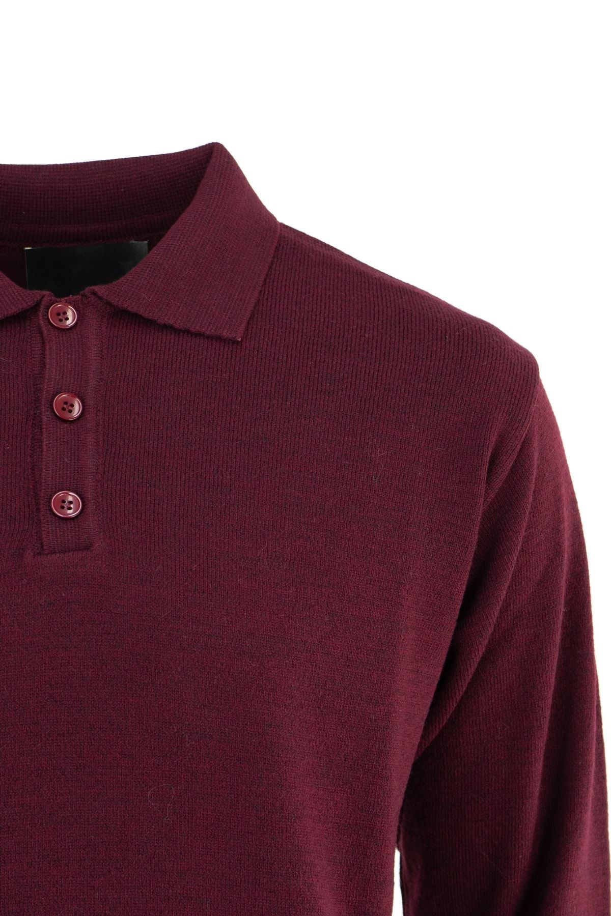 Erkek Kışlık Düz Renk Polo Yaka Rahat Kesim Likralı Uzun Kollu Kalın Yünlü Dokuma Kazak