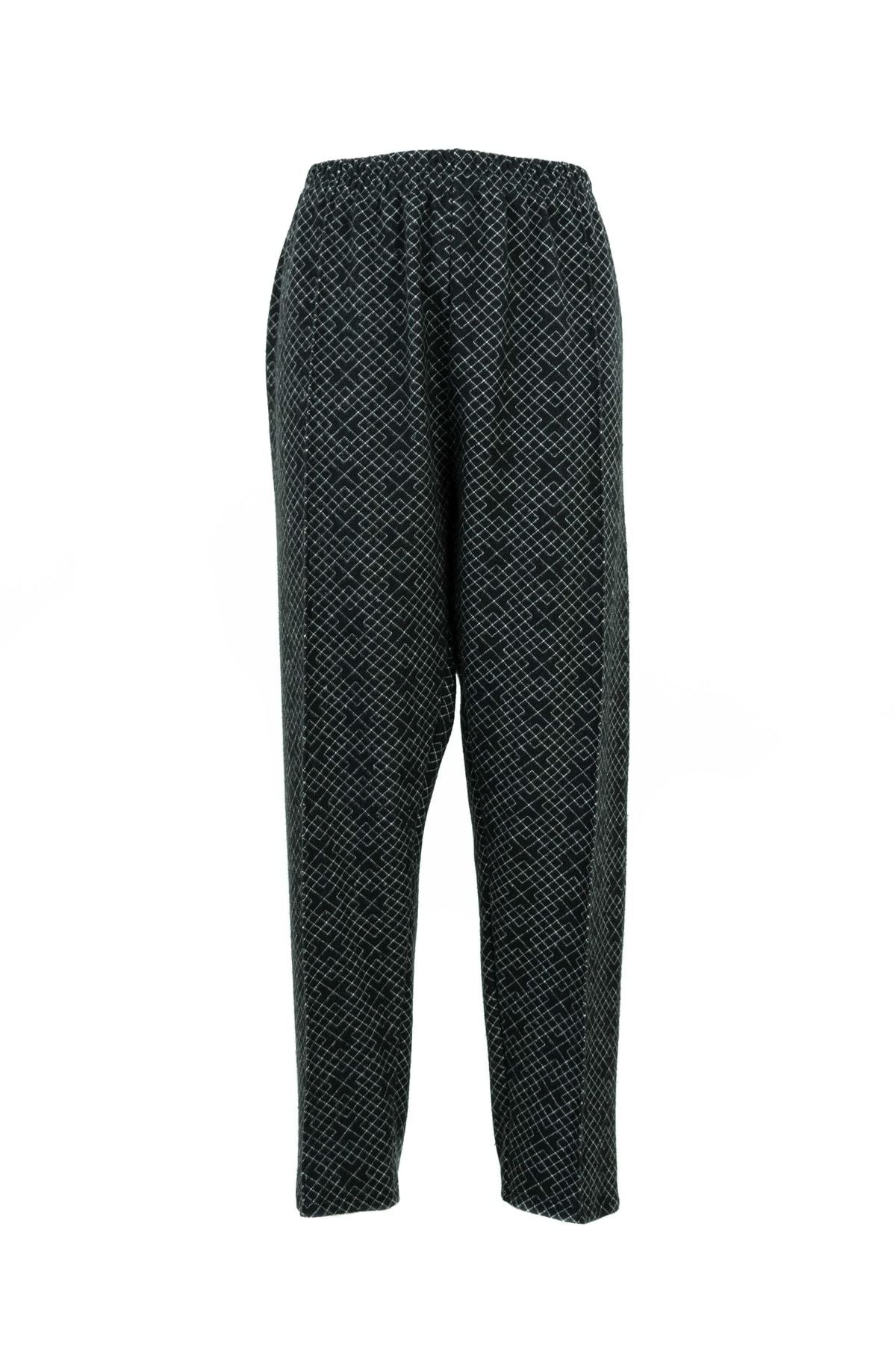 Kadın Kışlık Gül Desenli Cepli Beli Lastikli Likralı Kalın Pamuklu Dokuma Anne Pantolon