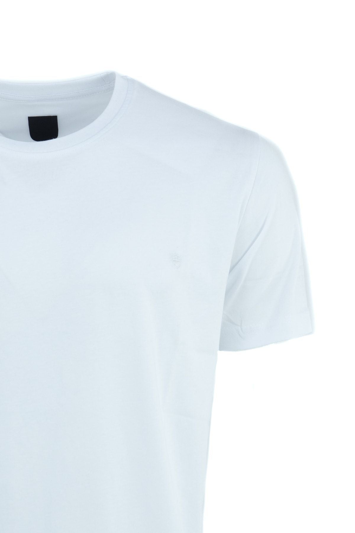 Erkek Sıfır Yaka Armalı Kısa Kollu Düz Renk Normal Kesim Premium %100 Pamuk Kumaş Tişört