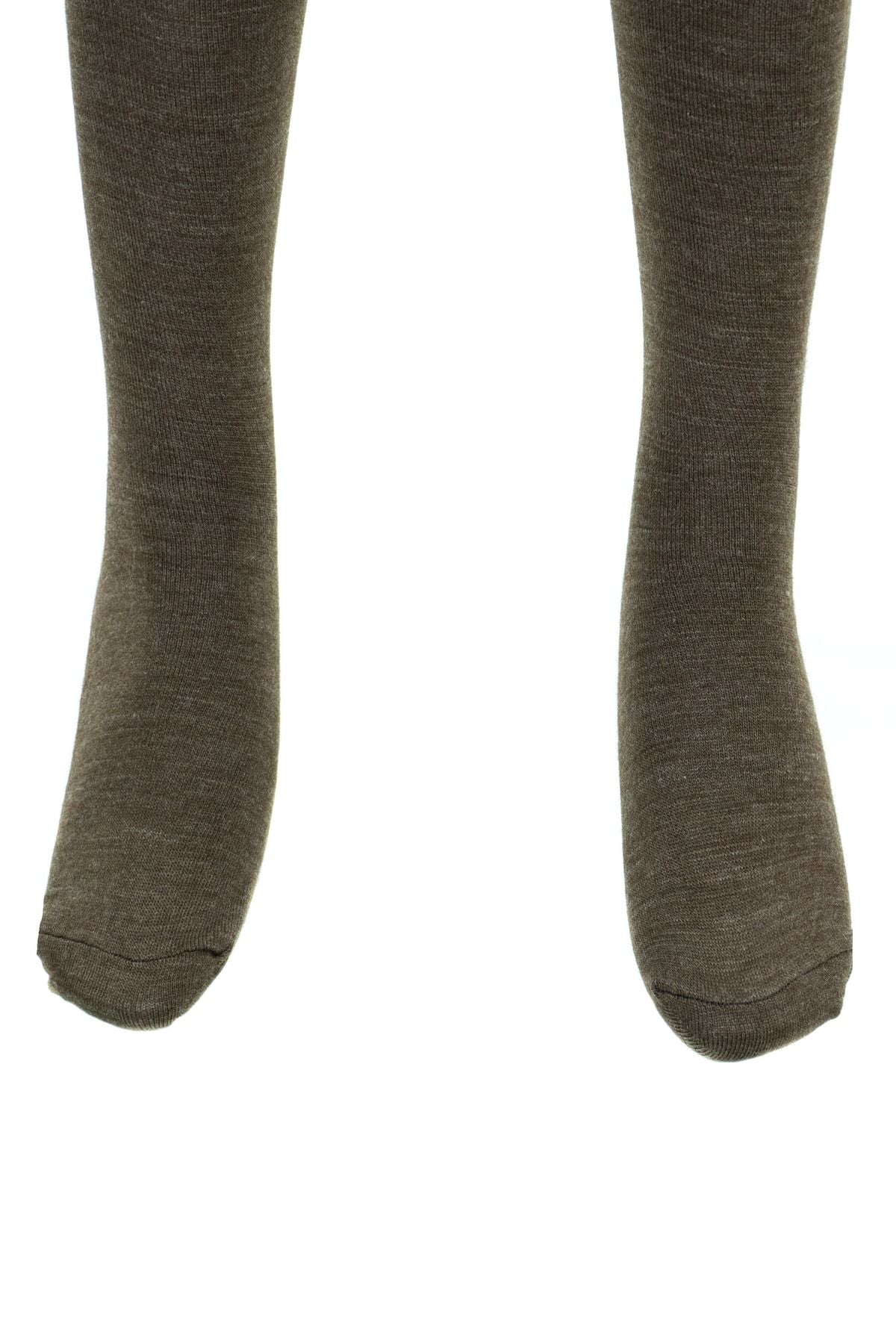 Kadın Kışlık Düz Renk Esnek Likralı Rahat Diz Altı Klasik Yünlü Anne Çorap