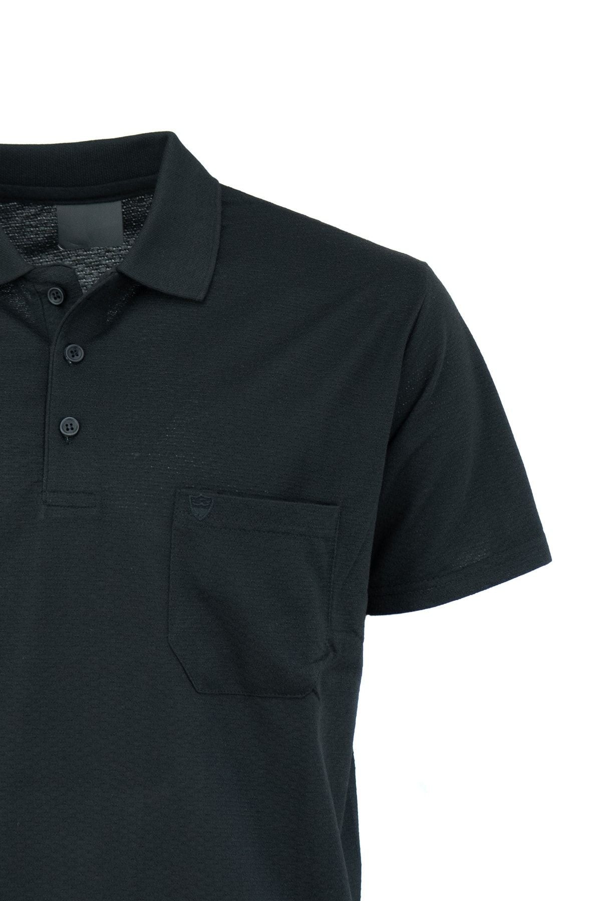 Erkek Polo Yaka Kendinden Desenli Cepli Kısa Kollu Tam Kalıp Premium Pamuklu Kumaş T-Shirt