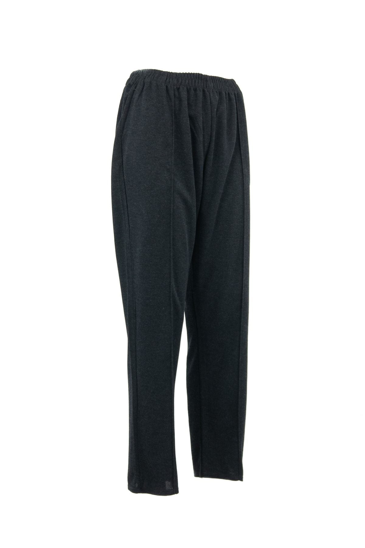 Kadın Kışlık Düz Renk Cepli Rahat Kesim Büyük Beden Likralı Viskon Ecrin Kumaş Anne Pantolon