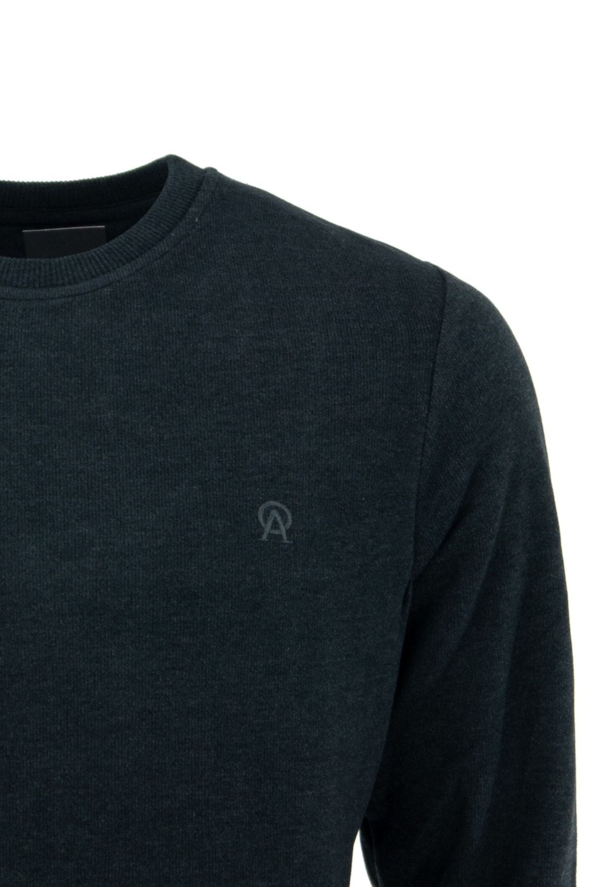 Erkek Kışlık Bisiklet Yaka Armalı Uzun Kollu Rahat Kesim Likralı Pamuklu Dokuma Sweatshirt