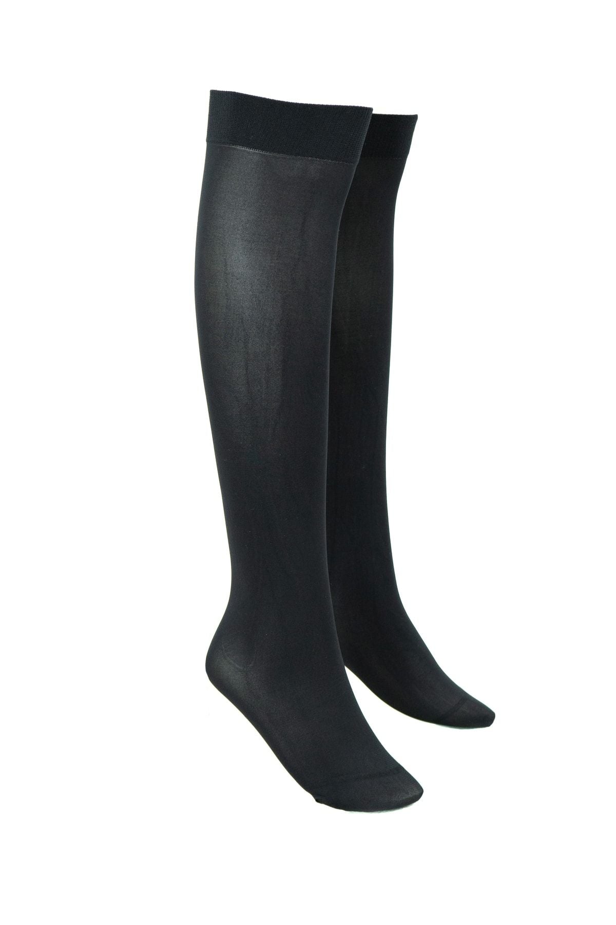 Kadın Düz Renk Esnek Likralı Rahat Ten Göstermez Mat Klasik 2 Li Diz Üstü Mus Çorap