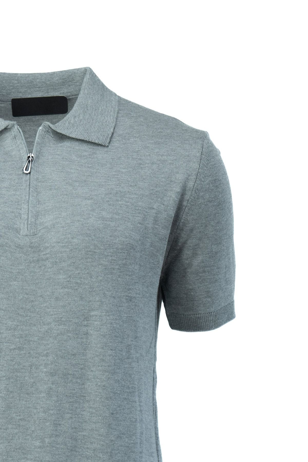 Erkek Polo Yaka Düz Renk Cepsiz Kısa Kol Tam Kalıp Premium Pamuklu Dokuma ince Triko T-Shirt