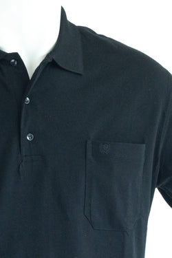 Erkek Siyah Polo Yaka T-shirt Cepli Kısa Kollu Rahat Kesim Büyük Beden Premium Pamuk Kumaş