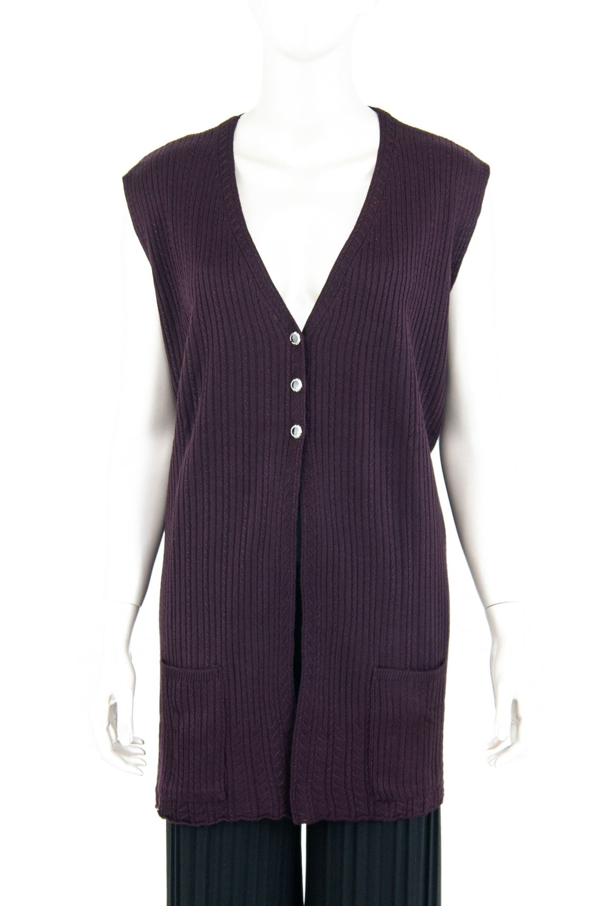 Kadın Desenli Önü Üç Düğmeli Çift Cepli Normal Kesim Likralı Merserize Dokuma Anne Yelek