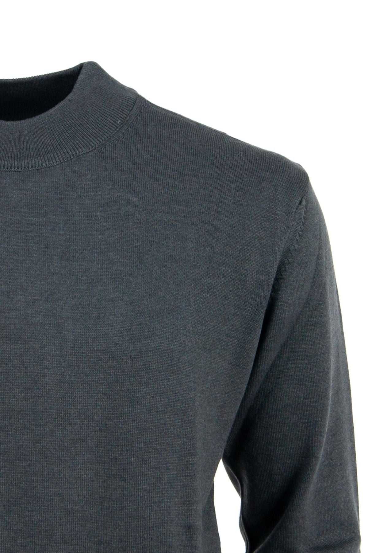 Erkek Kışlık Doğal Pamuklu Triko Ince Örme Yarım Balıkçı Yaka Kazak Klasik Model