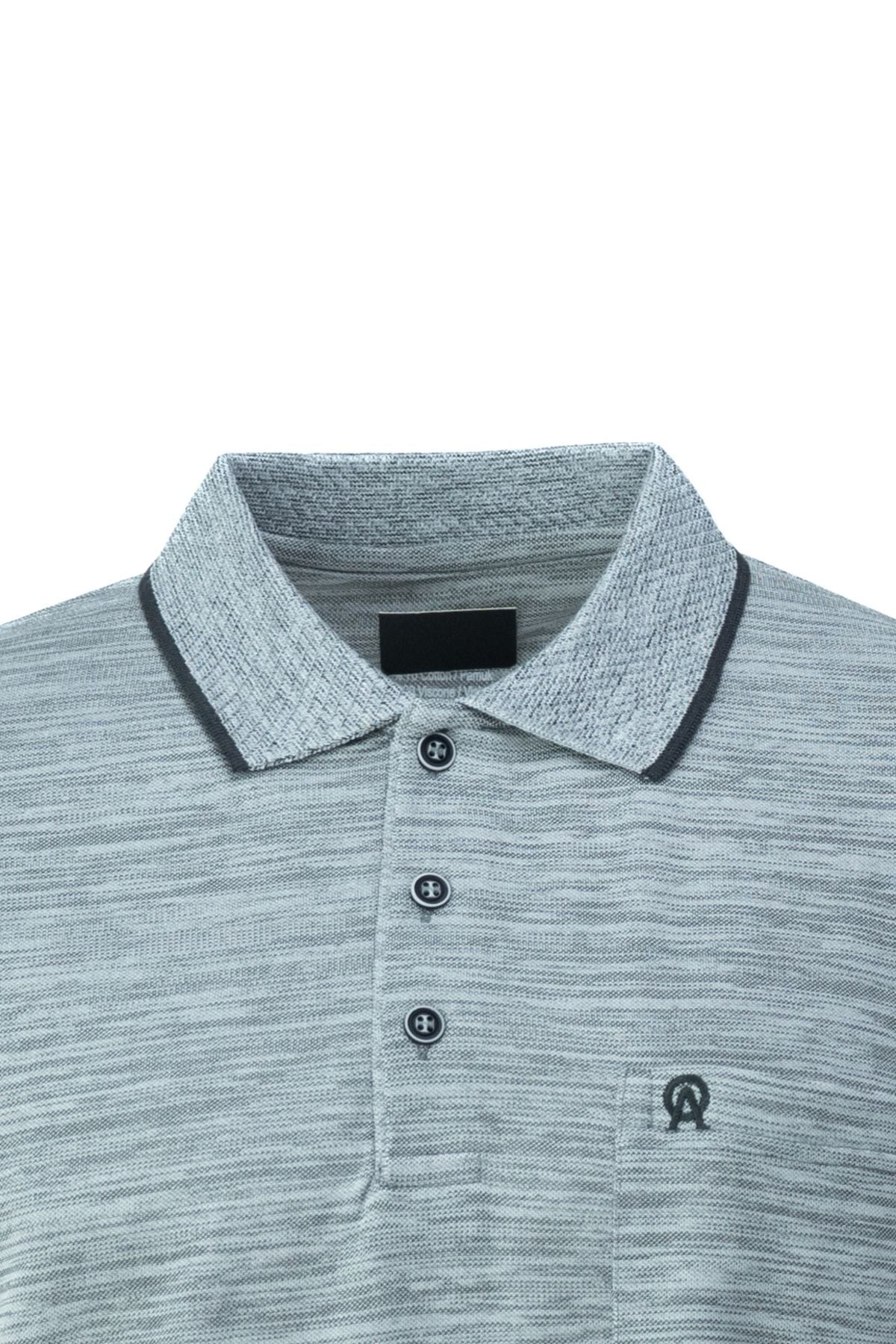 Erkek Polo Yaka Cepli Kısa Kol Puntolu Kırçıllı Desenli Tam Kalıp Pamuklu Kumaş T-shirt