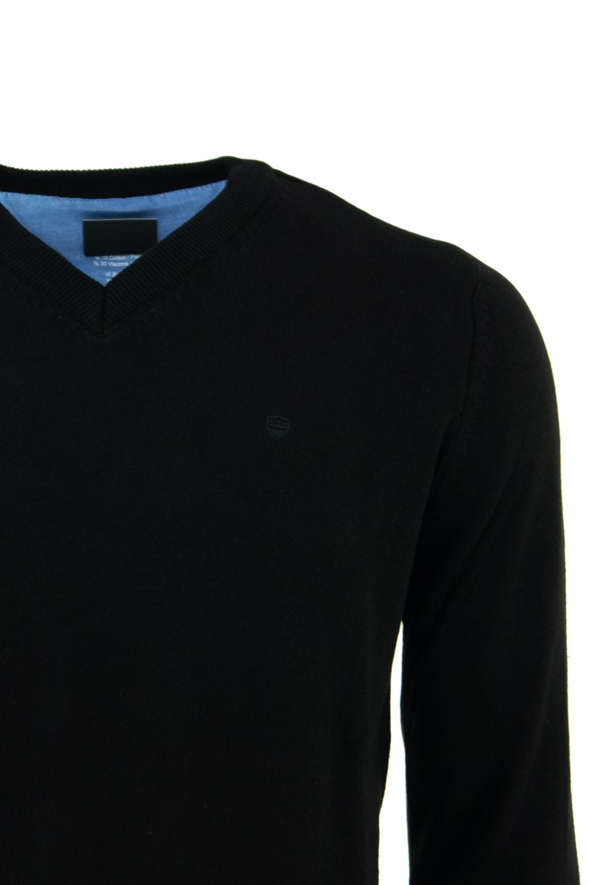 Erkek Kışlık V Yaka Armalı Uzun Kollu Düz Renk Rahat Kesim Likralı Pamuklu Dokuma Kazak