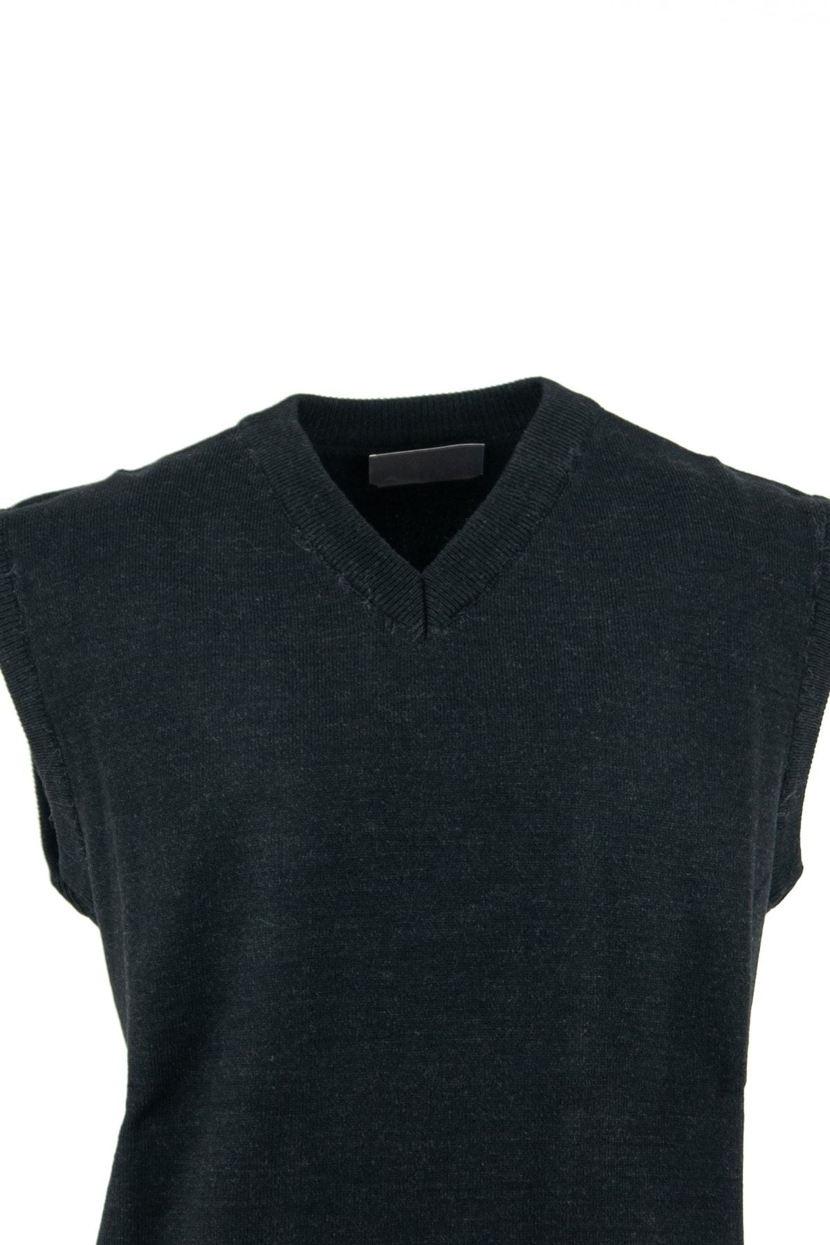 Erkek Kışlık Düz Renk Rahat Kesim V Yaka Yünlü Dokuma Triko Süveter