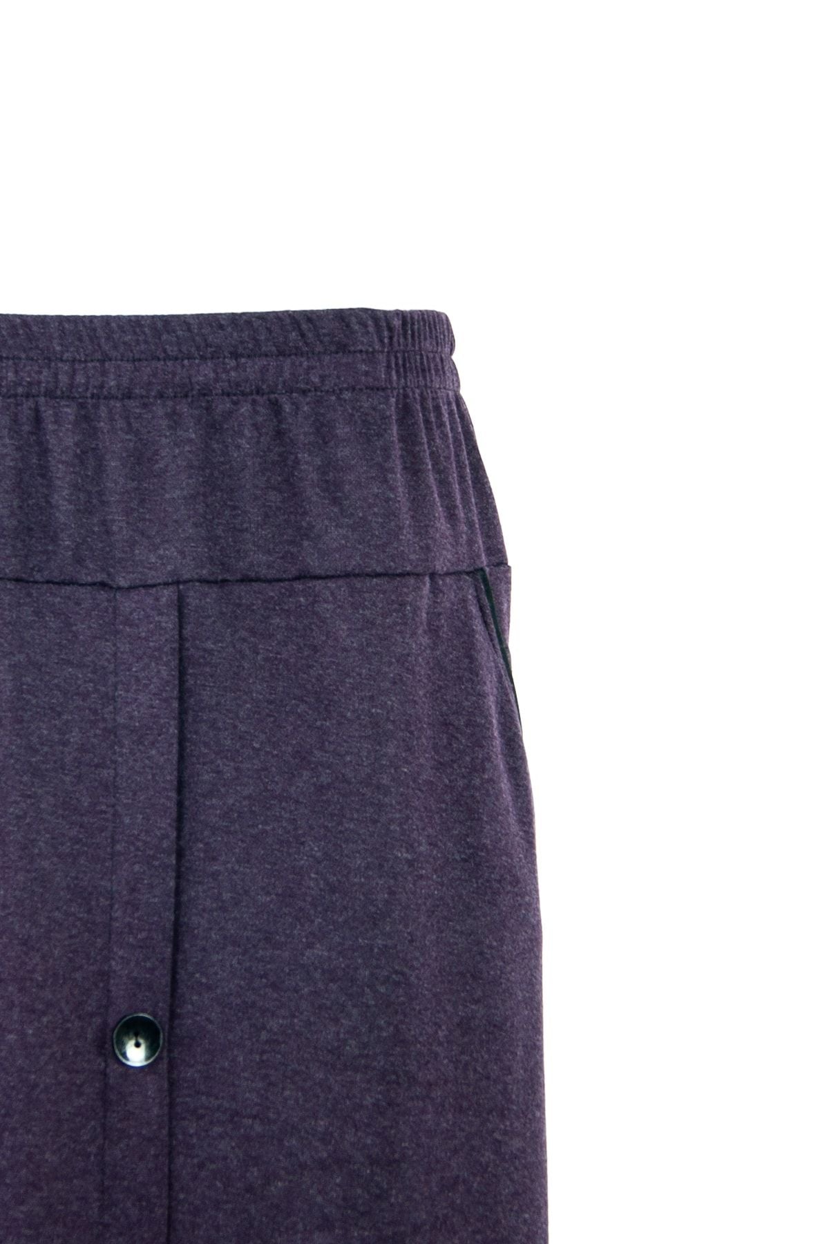 Kadın Mor Kışlık Cepli Düğme Modelli Lastikli Rahat Kesim Likralı Penye Kumaş Anne Etek