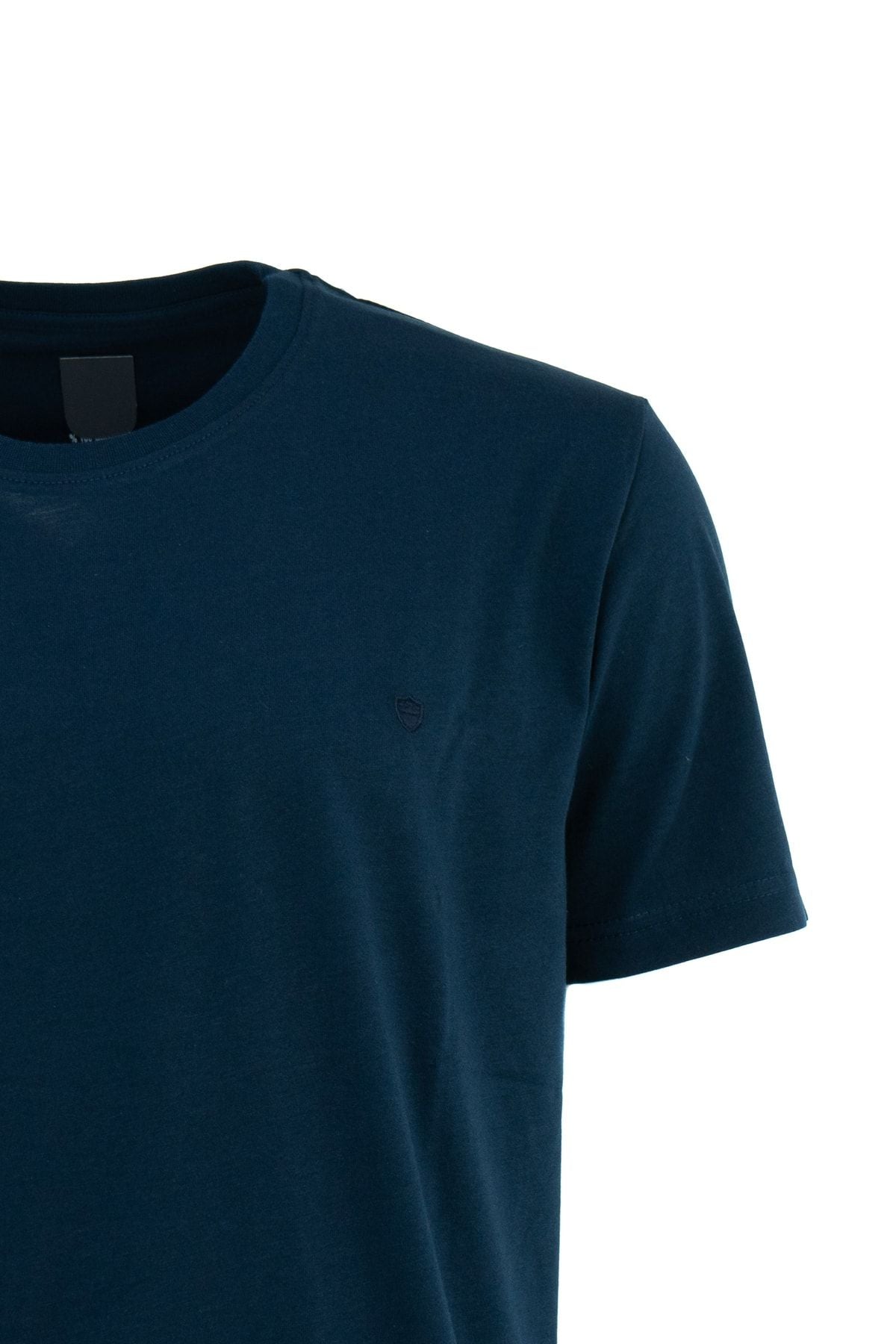 Erkek Sıfır Yaka Armalı Kısa Kollu Düz Renk Normal Kesim Premium %100 Pamuk Kumaş Tişört