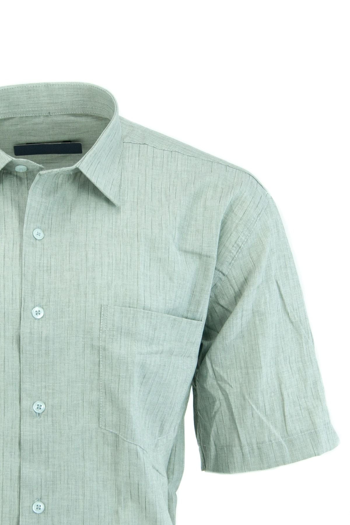 Erkek Şık Çizgi Desenli Kısa Kollu Normal Kesim Tek Cepli Pamuklu Kumaş Gömlek