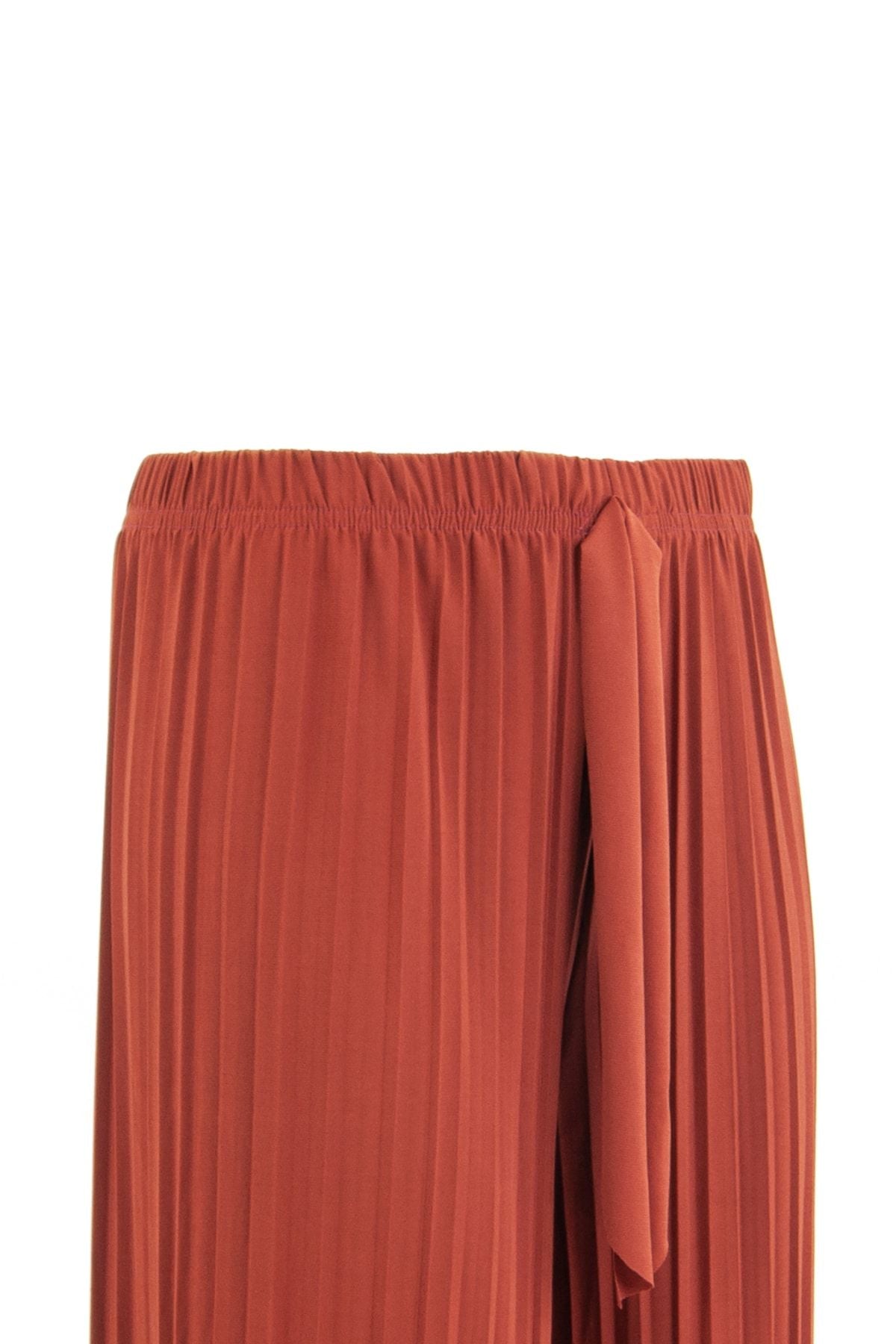 Kadın Pantolon Etek Beli Lastikli Pilili Önden Parça Kumaş Detaylı Likralı Sandy Kumaş