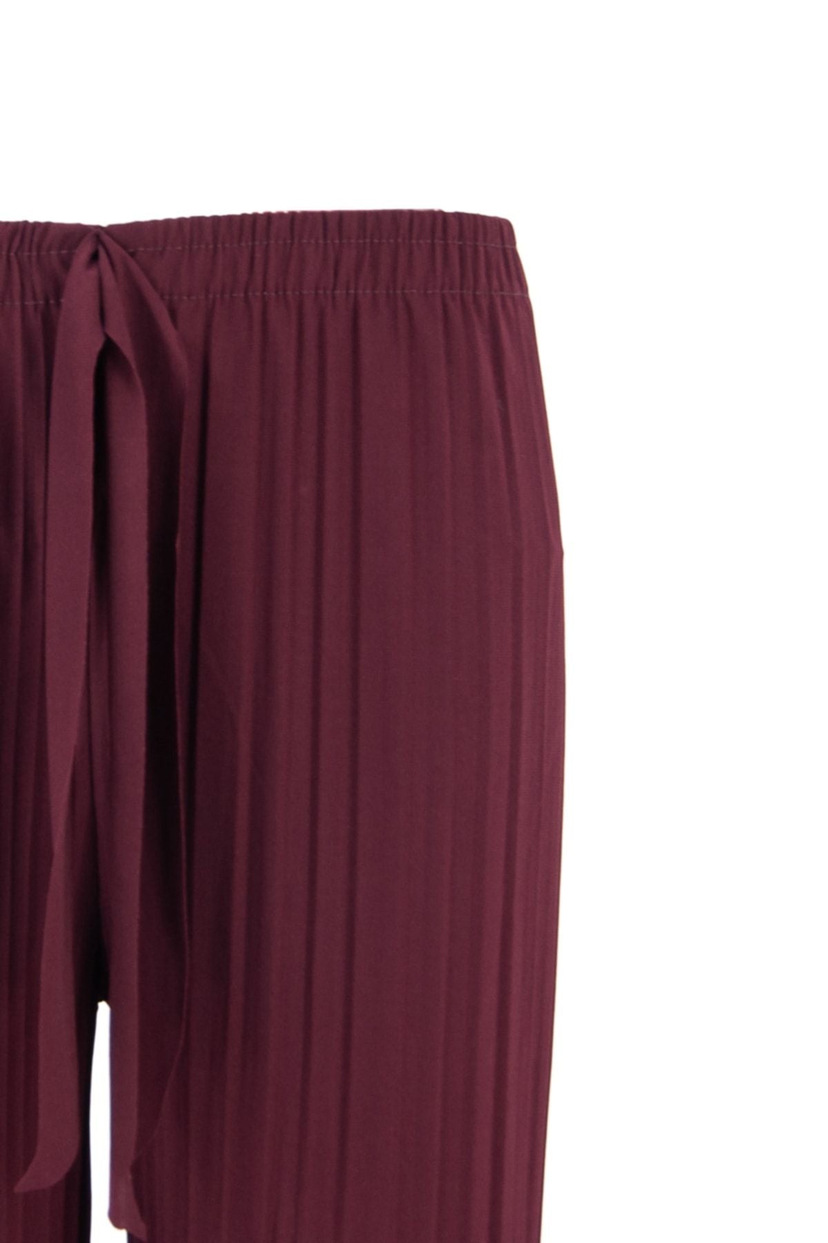 Kadın Pantolon Etek Beli Lastikli Pilili Parça Kumaş Detaylı Rahat Kesim Likralı Sandy Kumaş