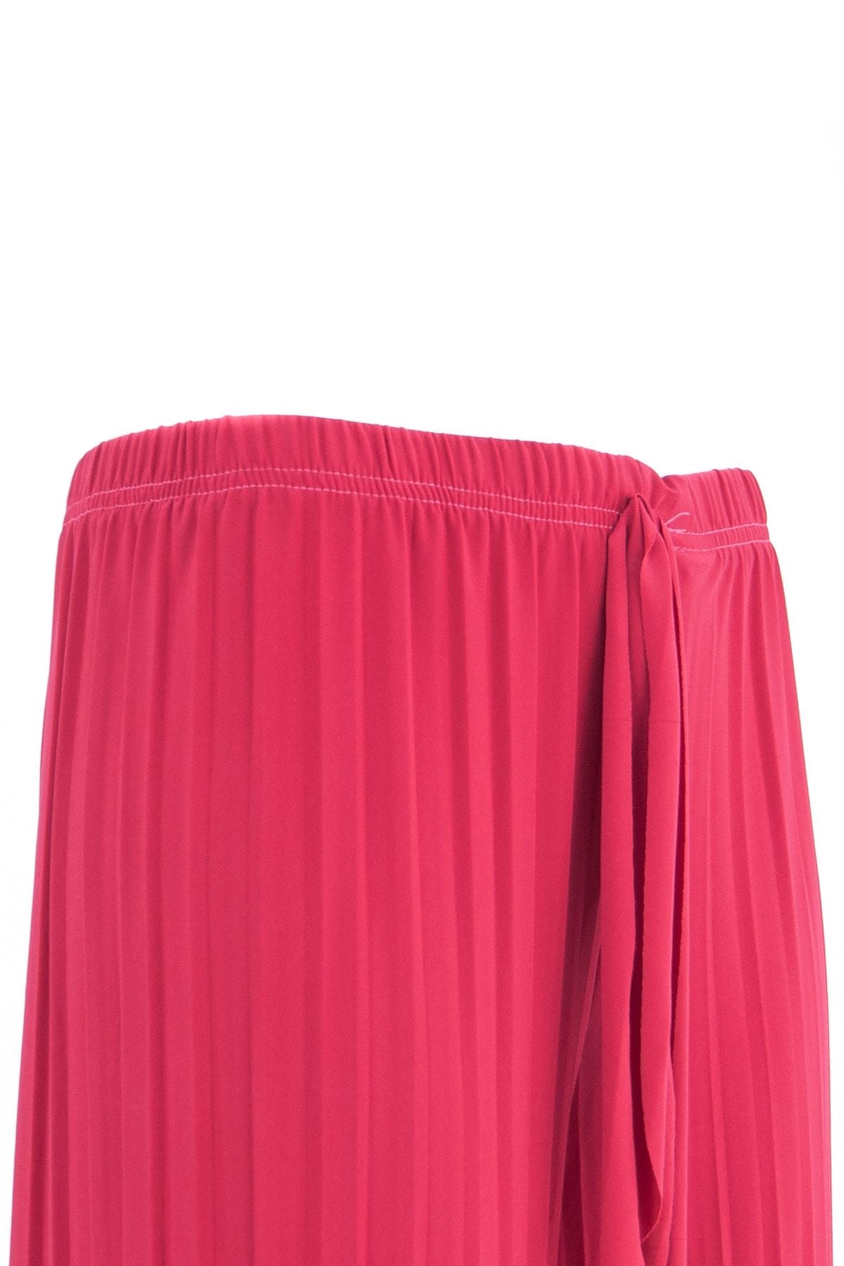 Kadın Pantolon Etek Beli Lastikli Pilili Önden Parça Kumaş Detaylı Likralı Sandy Kumaş