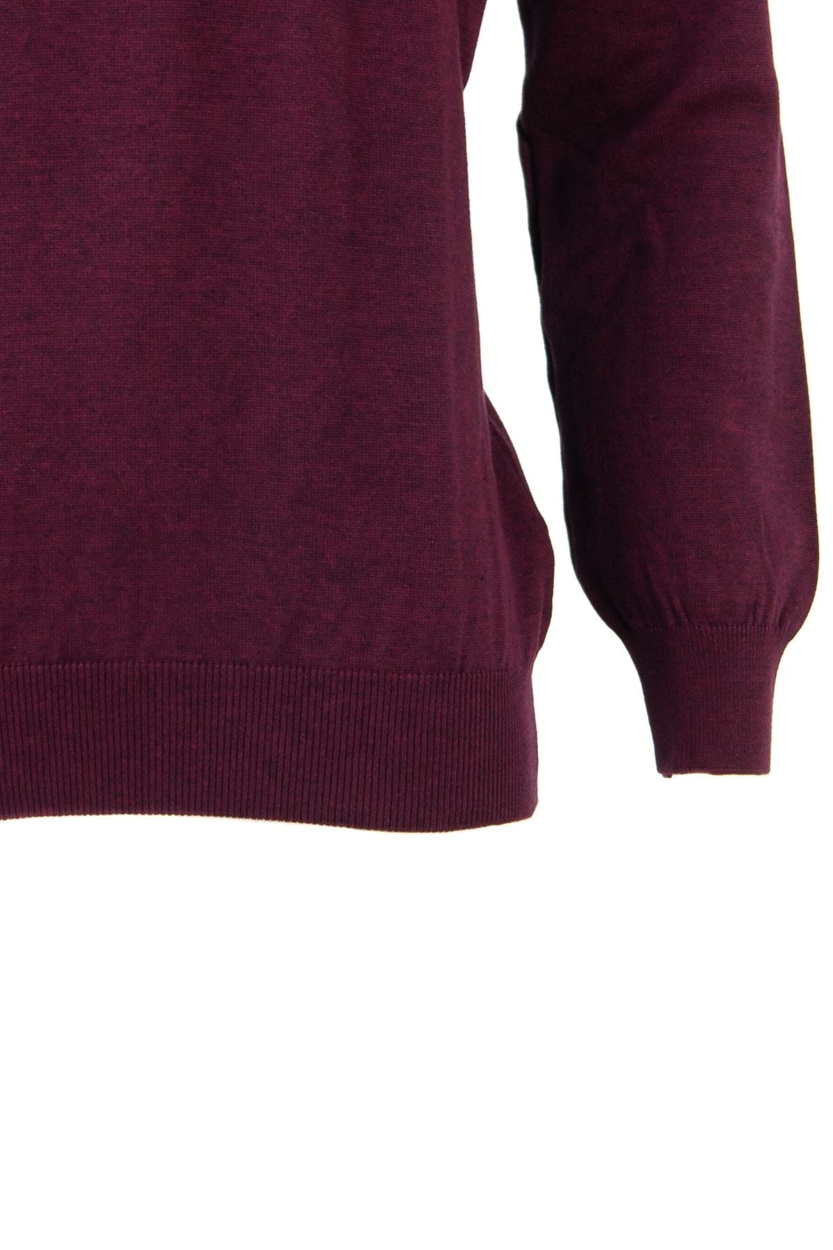 Erkek Kışlık Bisiklet Yaka Uzun Kollu Düz Renk Rahat Kesim Pamuklu Dokuma Triko Kazak