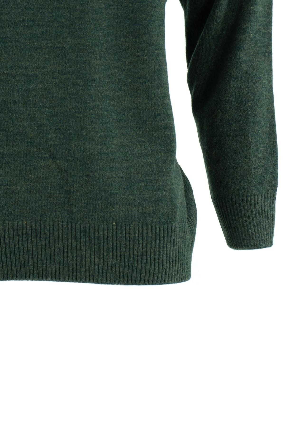 Erkek Kışlık Düz Renk Polo Yaka Rahat Kesim Likralı Uzun Kollu Kalın Yünlü Dokuma Kazak