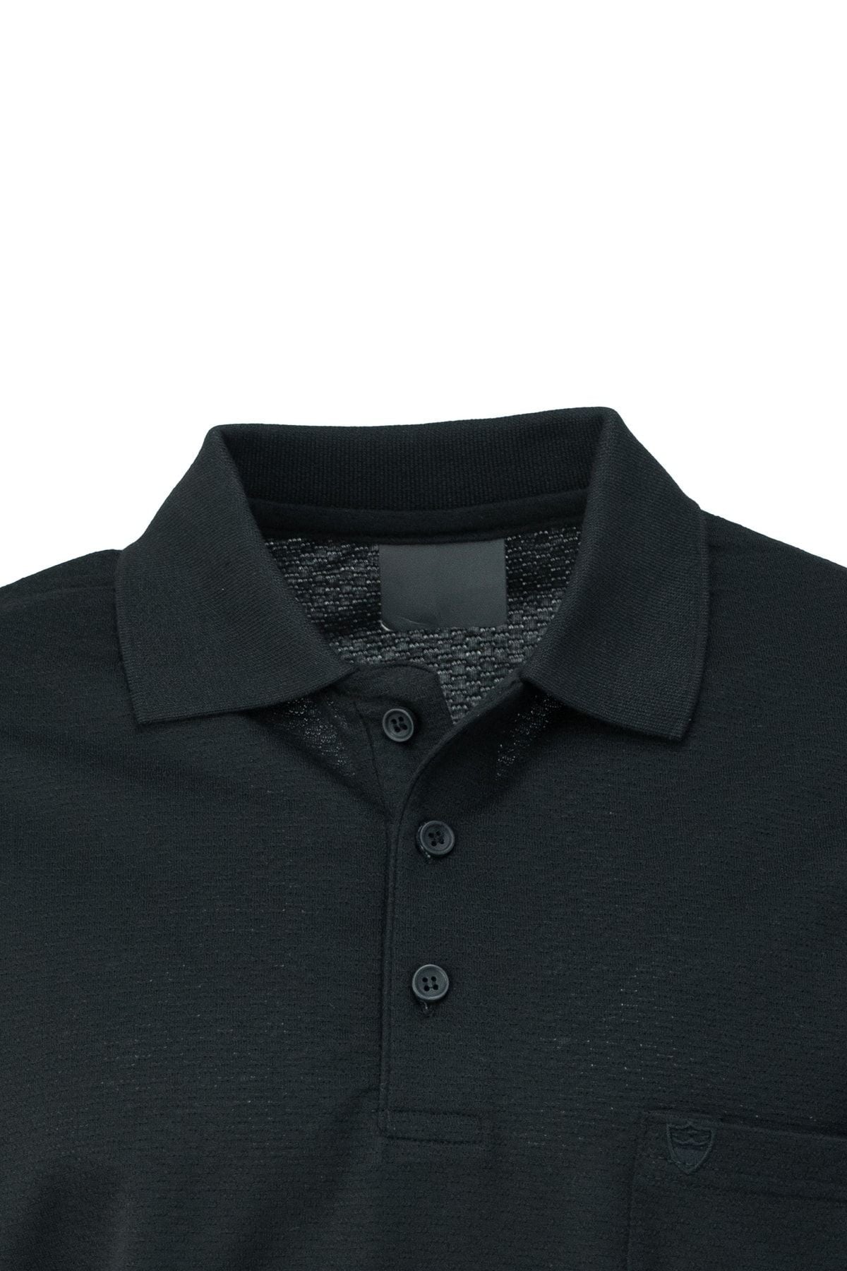 Erkek Polo Yaka Kendinden Desenli Cepli Kısa Kollu Tam Kalıp Premium Pamuklu Kumaş T-Shirt