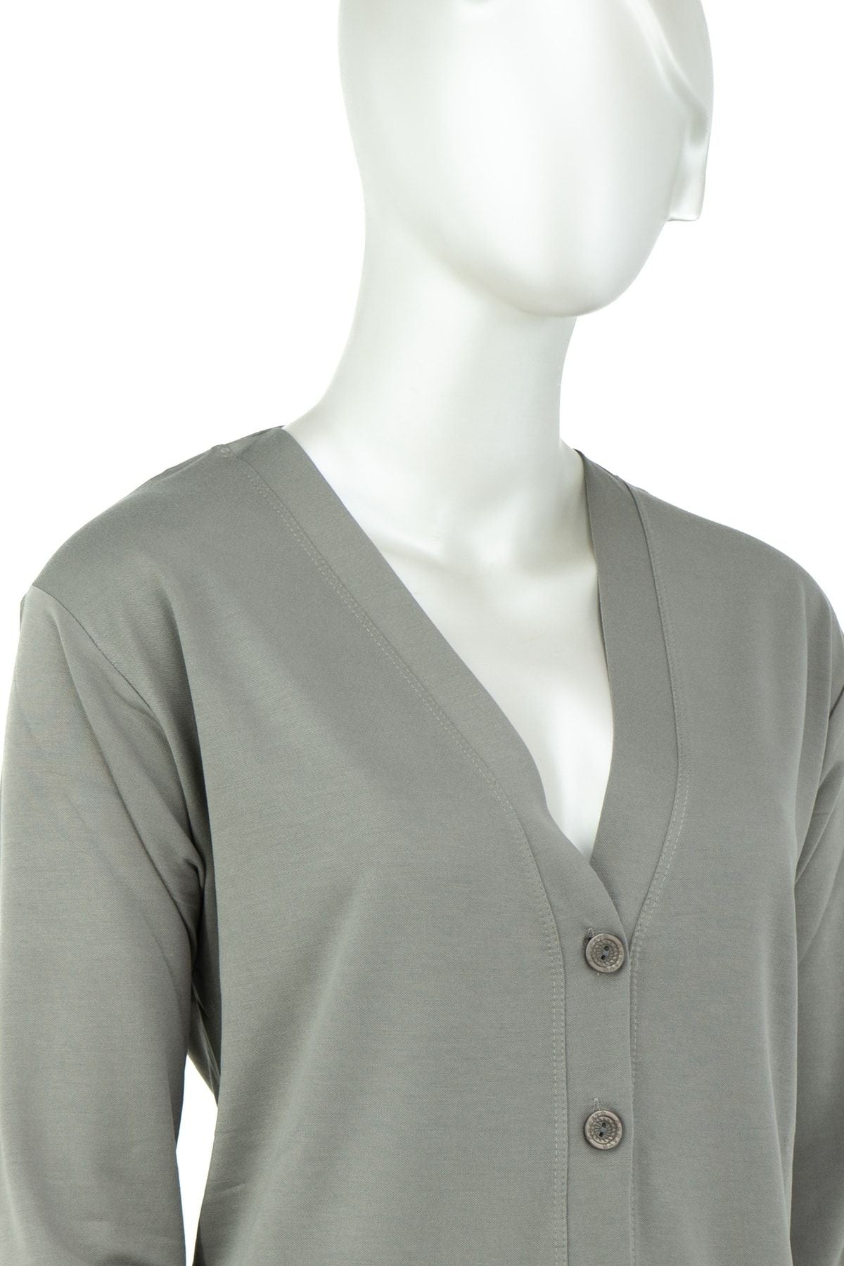 Kadın Düz Renk Rahat Kesim Uzun Kol Cepli Büyük Beden Likrasız Glorya Penye Kumaş Anne Hırka