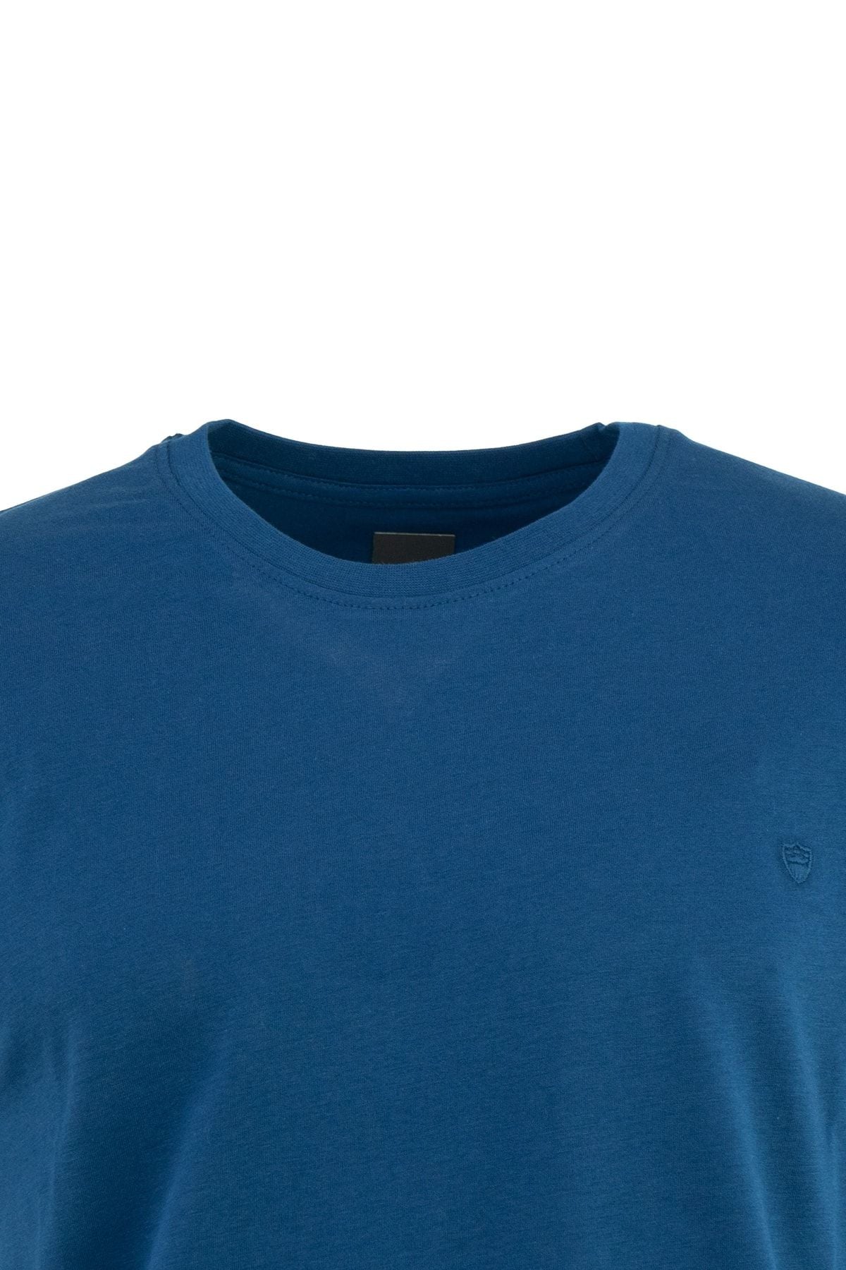 Erkek Sıfır Yaka Armalı Kısa Kollu Düz Renk Normal Kesim Premium %100 Pamuk Kumaş Tişört