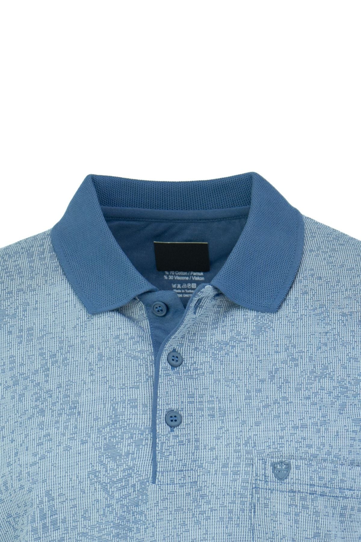 Erkek Polo Yaka Modern Desenli Cepli Kısa Kol TamKalıp Premium Pamuklu Jakarlı Kumaş T-Shirt