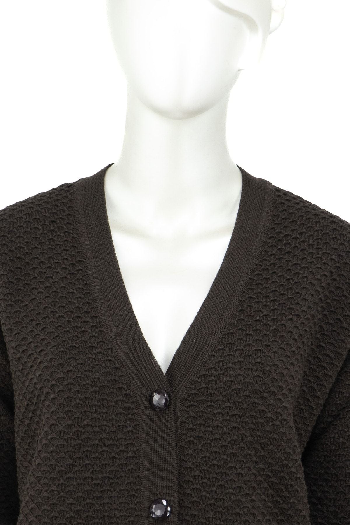 Kadın Kışlık Şık Petek Modelli Önü Düğmeli Cepli Tam Kalıp Likralı Dokuma Klasik Anne Hırka