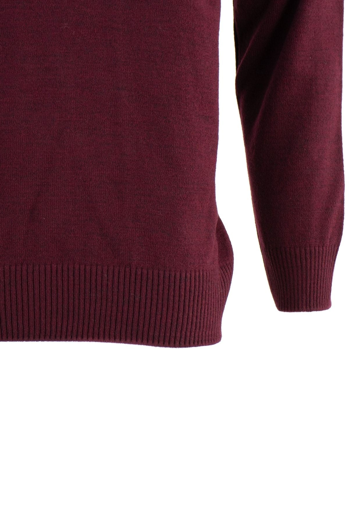 Erkek Kışlık Düz Renk Polo Yaka Rahat Kesim Likralı Uzun Kollu Kalın Yünlü Dokuma Kazak