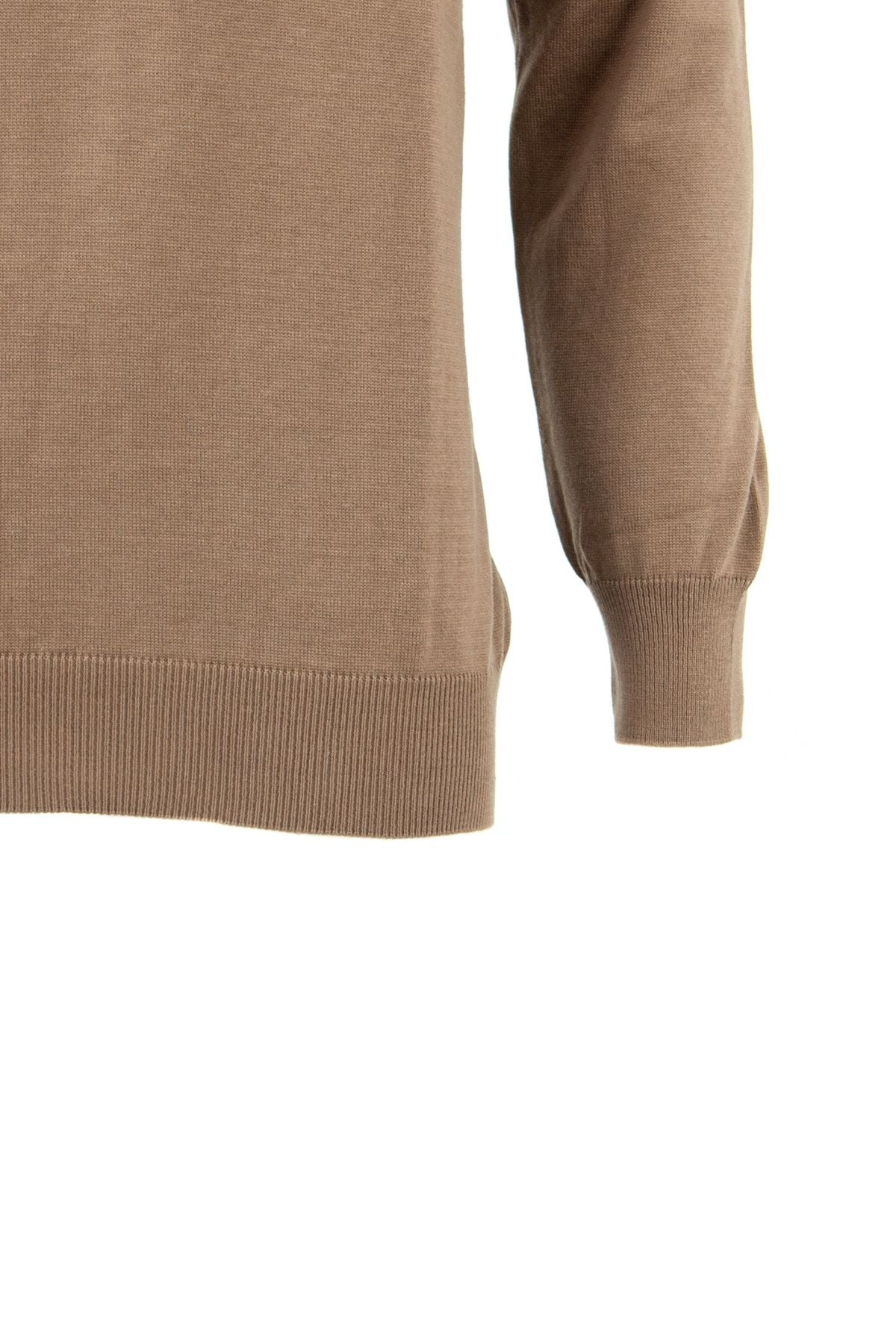 Erkek Kışlık V Yaka Armalı Uzun Kollu Düz Renk Rahat Kesim Likralı Pamuklu Dokuma Kazak