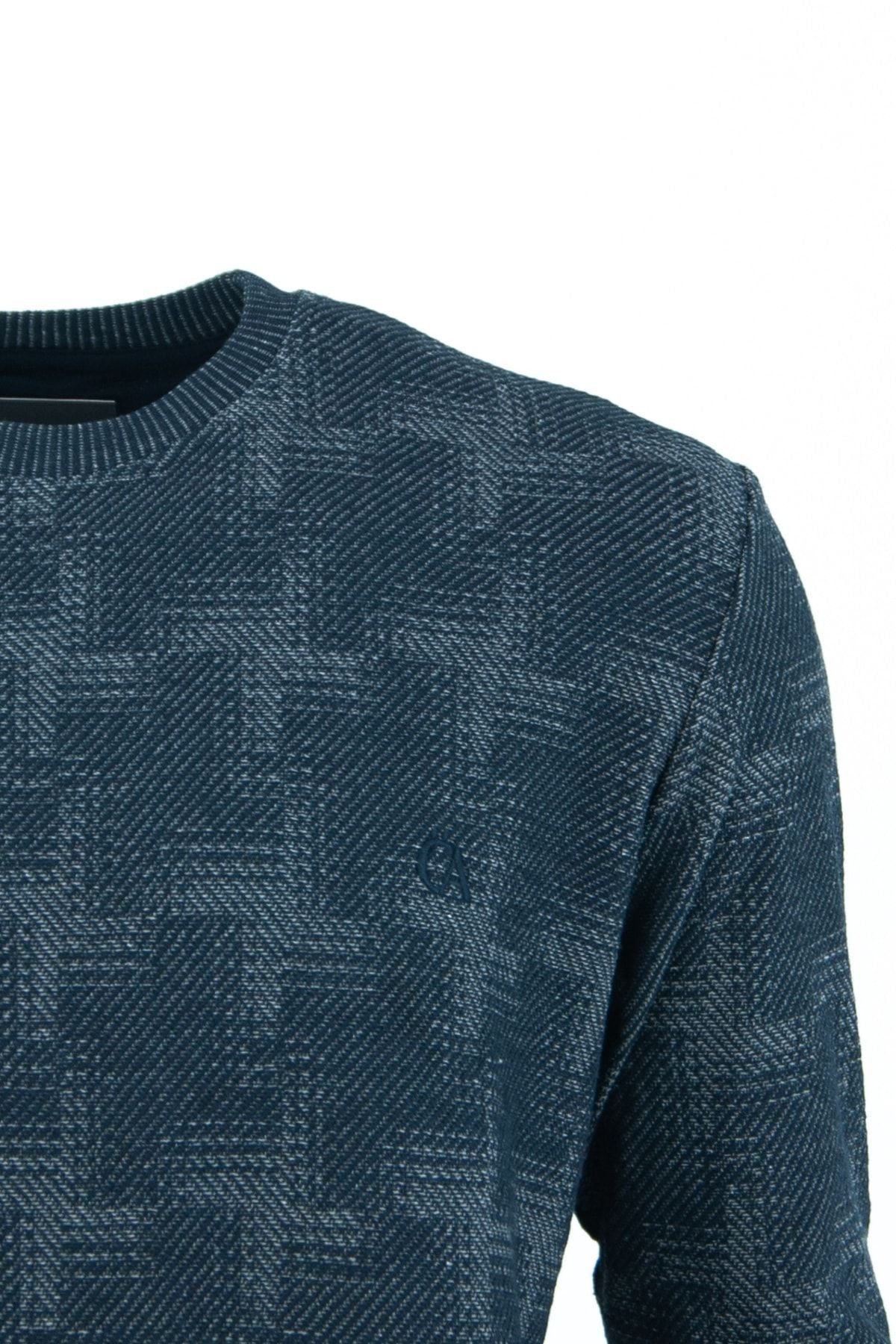 Erkek Mevsimlik Yuvarlak Yaka Uzun Kollu Rahat Kesim Jakarlı Pamuklu Dokuma Ince Kazak