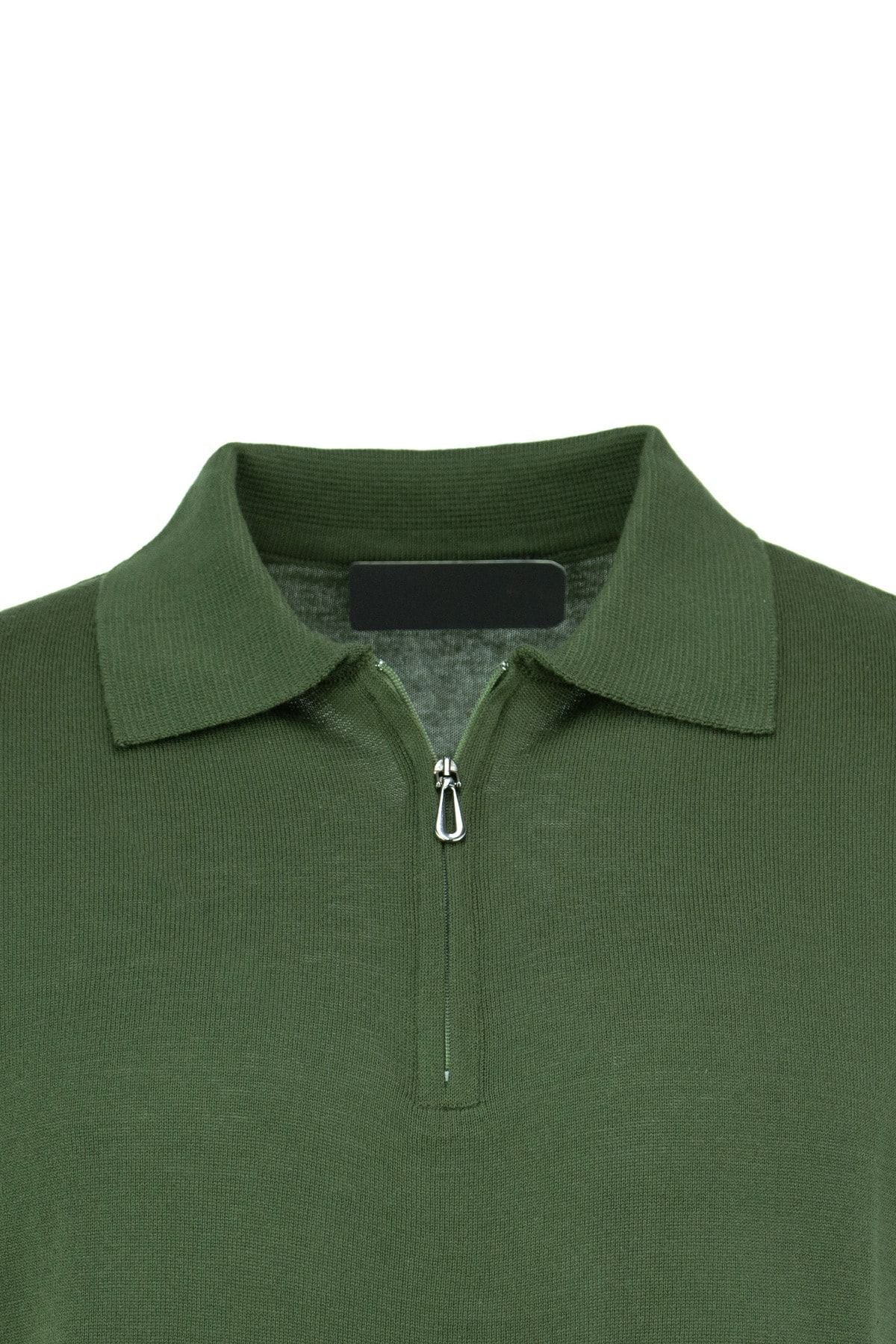 Erkek Polo Yaka Düz Renk Cepsiz Kısa Kol Tam Kalıp Premium Pamuklu Dokuma ince Triko T-Shirt