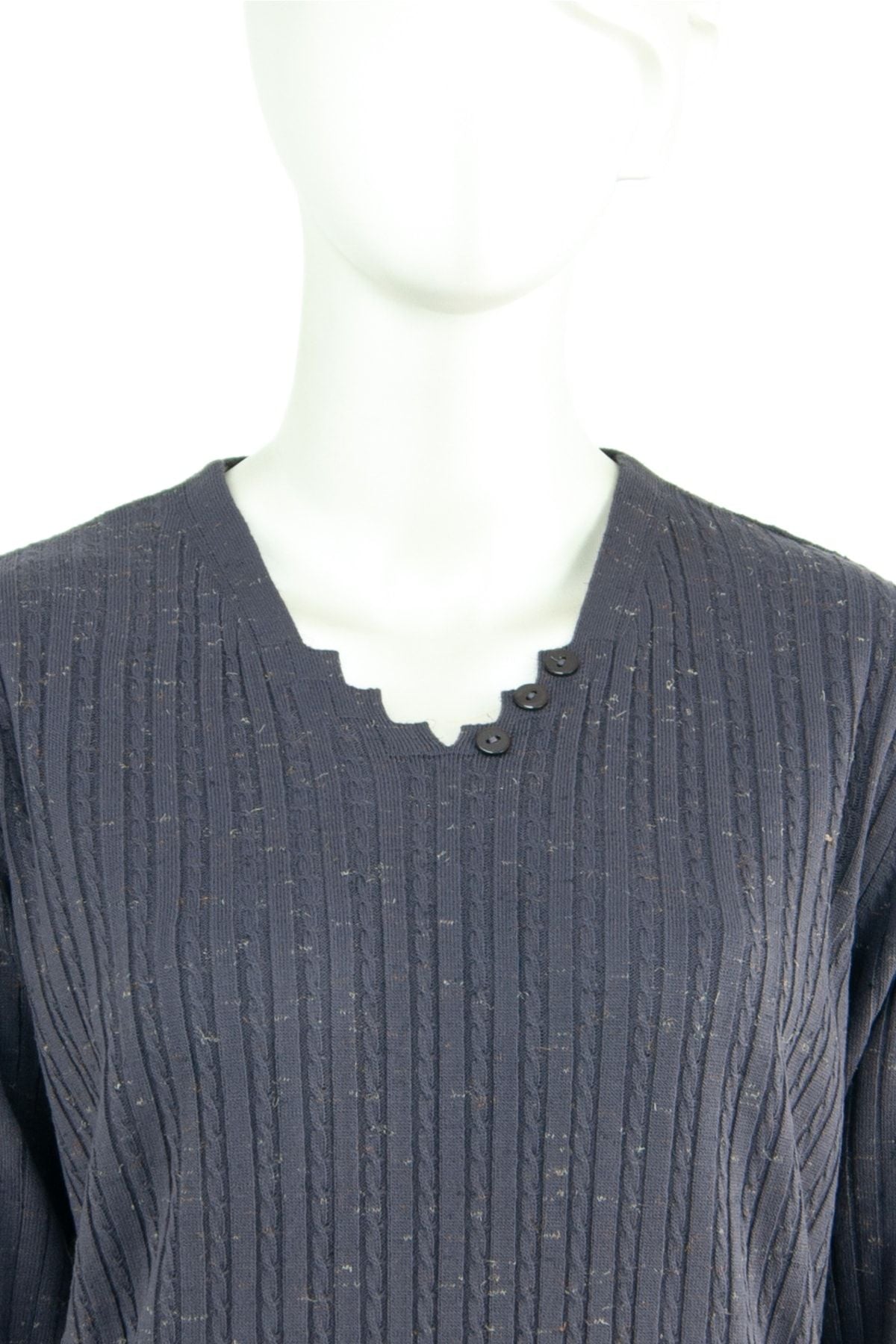 Kadın Kışlık Simetri V Yaka Desenli Uzun Kol Likralı Dokuma Triko Ince Anne Kazak