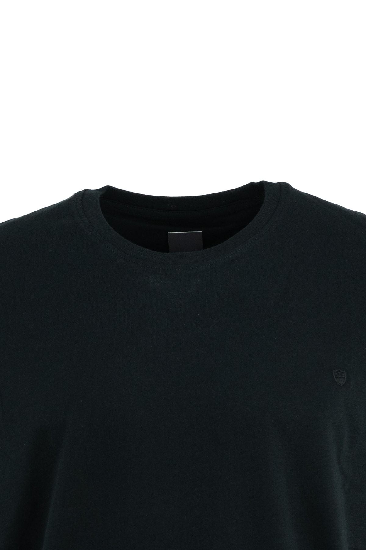 Erkek Sıfır Yaka Armalı Kısa Kollu Düz Renk Normal Kesim Premium %100 Pamuk Kumaş Tişört