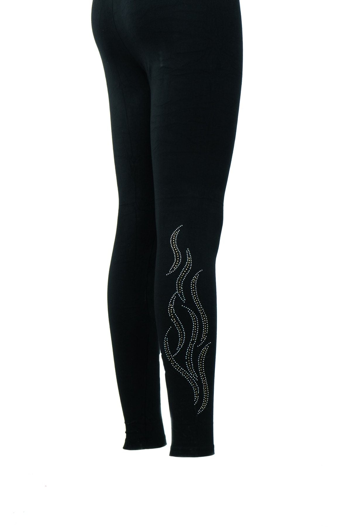 Kadın Mevsimlik Bilek Kısmı Zarif Şık Taşlı Yüksek Bel Likralı Toparlayıcı Örme Tayt