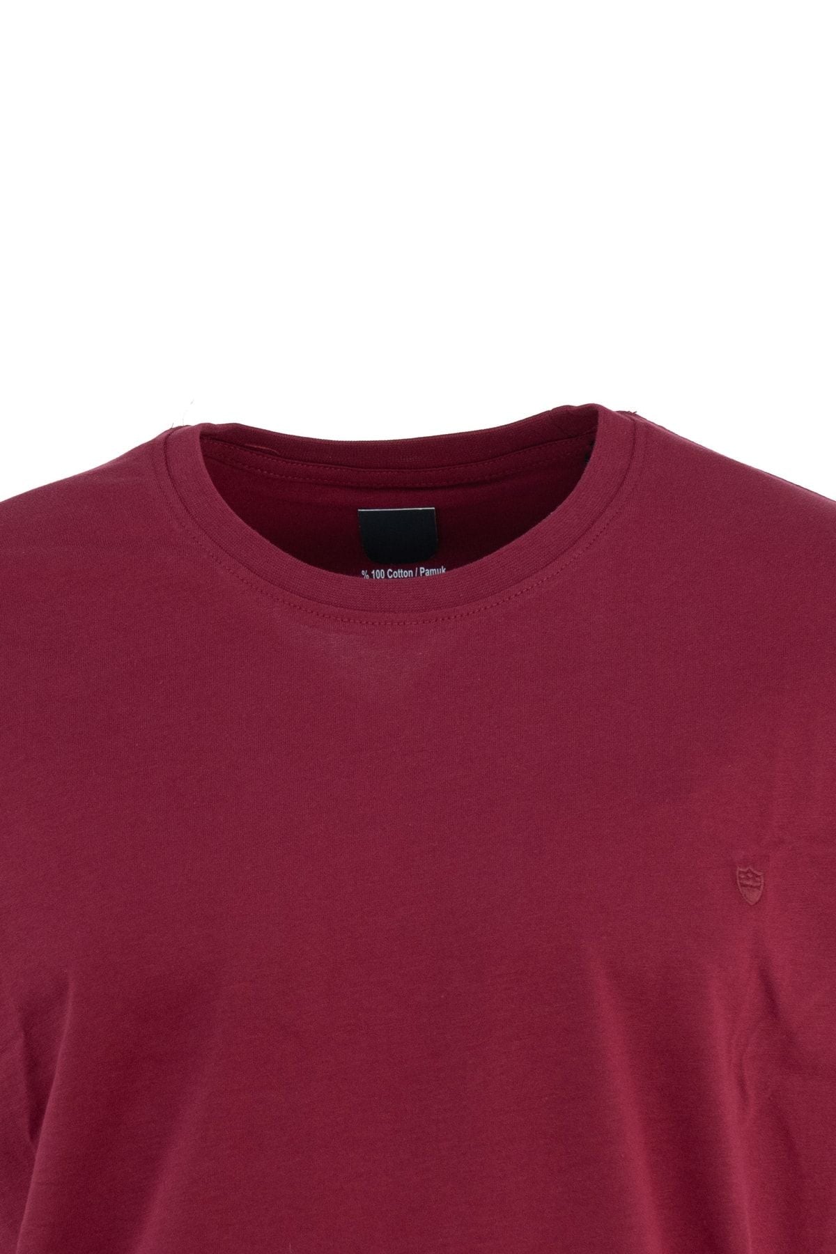 Erkek Sıfır Yaka Armalı Kısa Kollu Düz Renk Normal Kesim Premium %100 Pamuk Kumaş Tişört