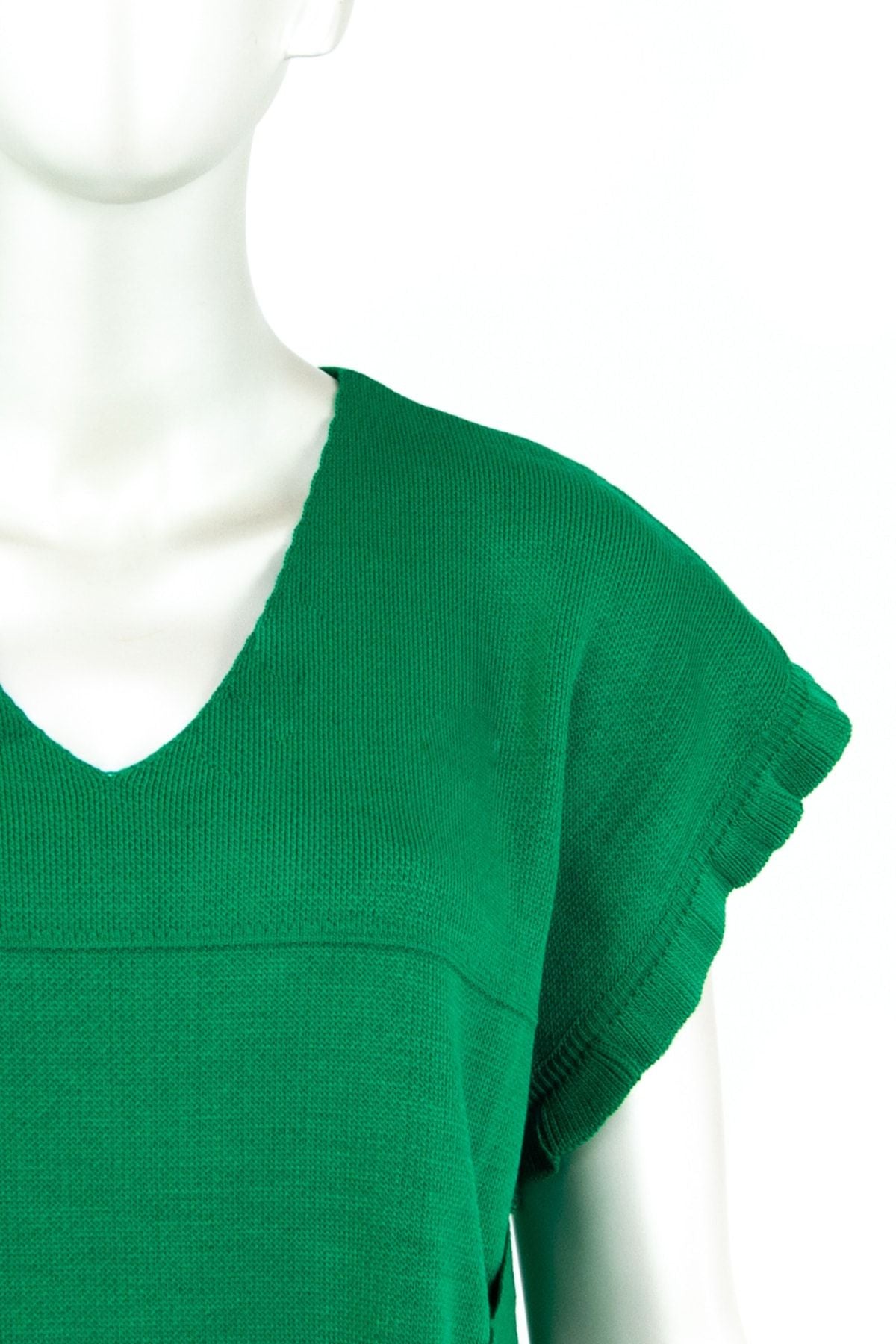 Kadın Kışlık V Yakalı Beli Kuşaklı Yarım Kol Likralı Dokuma Triko Gömlek Üstü Süveter