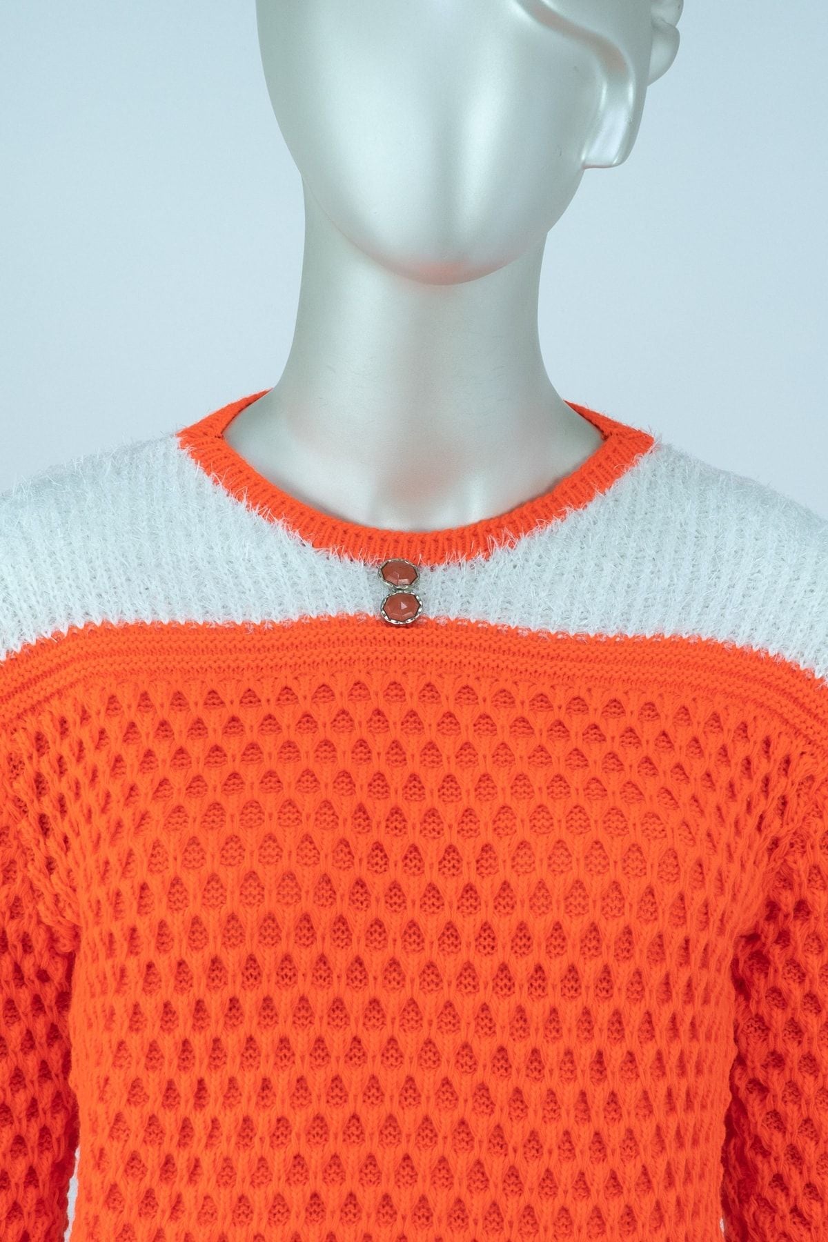 Kadın Kışlık Zarif Örgü Modelli Uzun Kollu Likralı Pamuklu Dokuma Genç Moda Triko Kazak