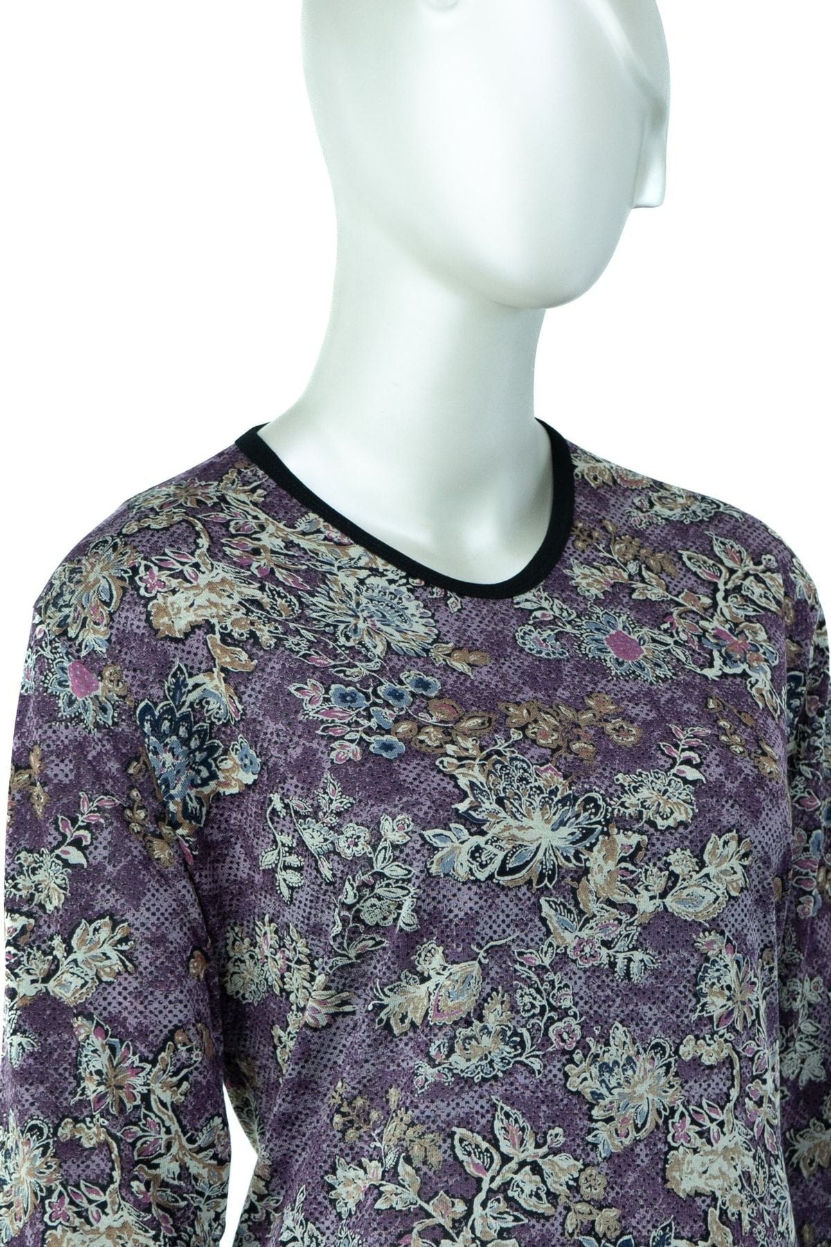 Kadın Şık Demet Desenli Hafif V Yaka Tam Kalıp Likralı Turlu Viskon Penye Kumaş Anne Bluz