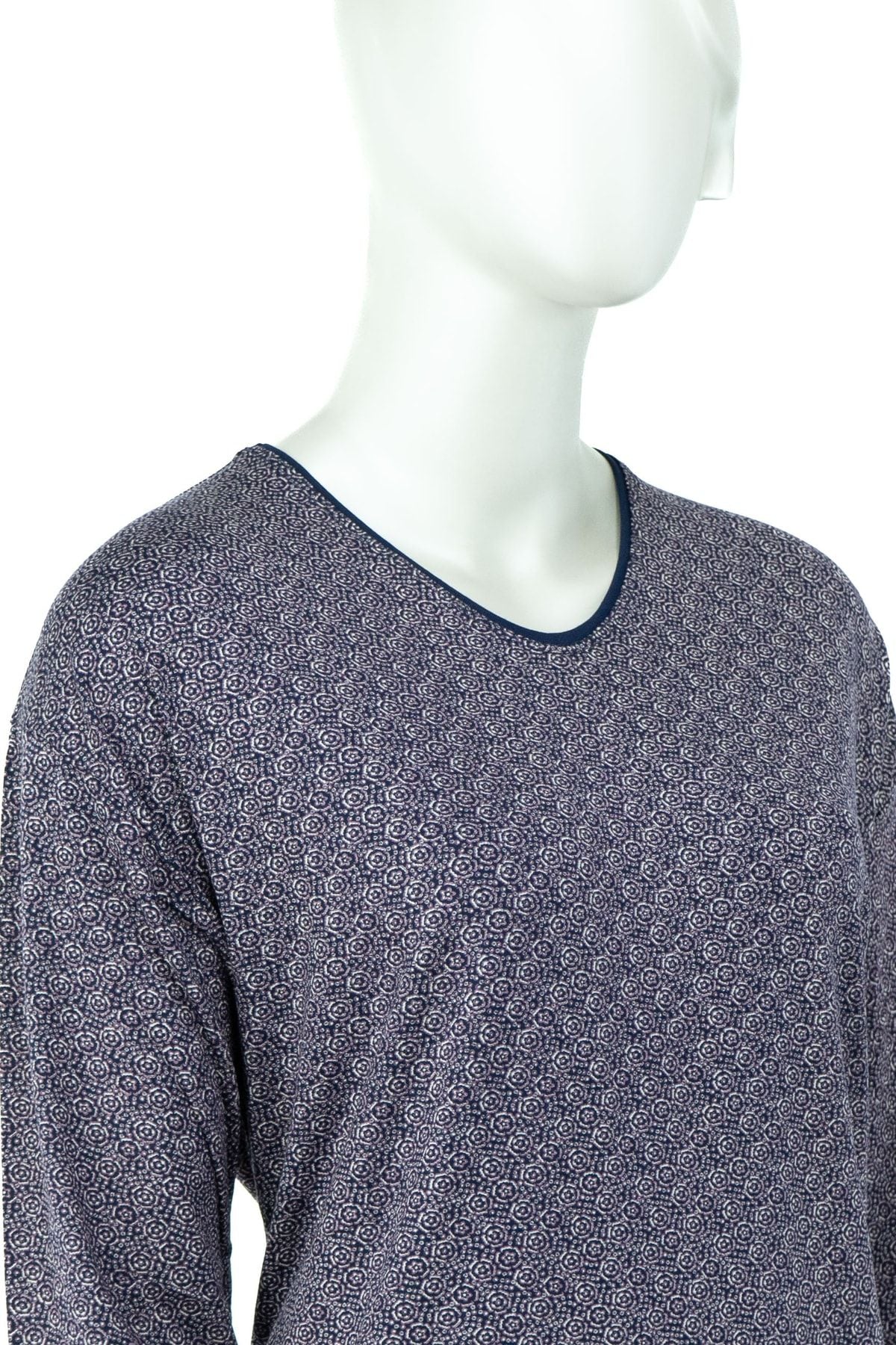 Kadın Gelincik Desenli Hafif V Yaka Uzun Kollu Tam Kalıp Turlu Viskon Penye Kumaş Anne Bluz