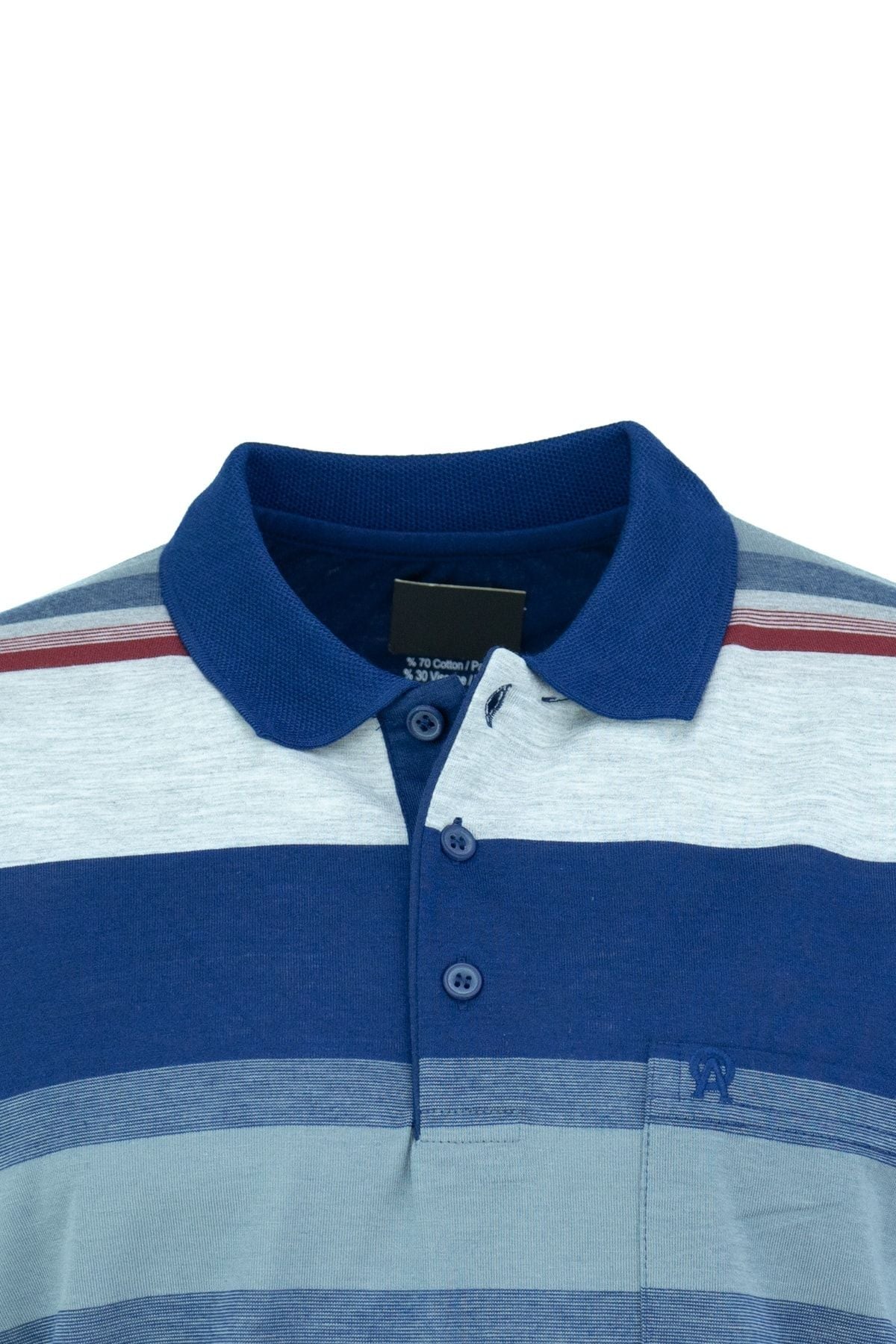 Erkek Polo Yaka Cepli Kısa Kol Ringerli Şık Çizgi Desenli Tam Kalıp Pamuklu Kumaş T-Shirt