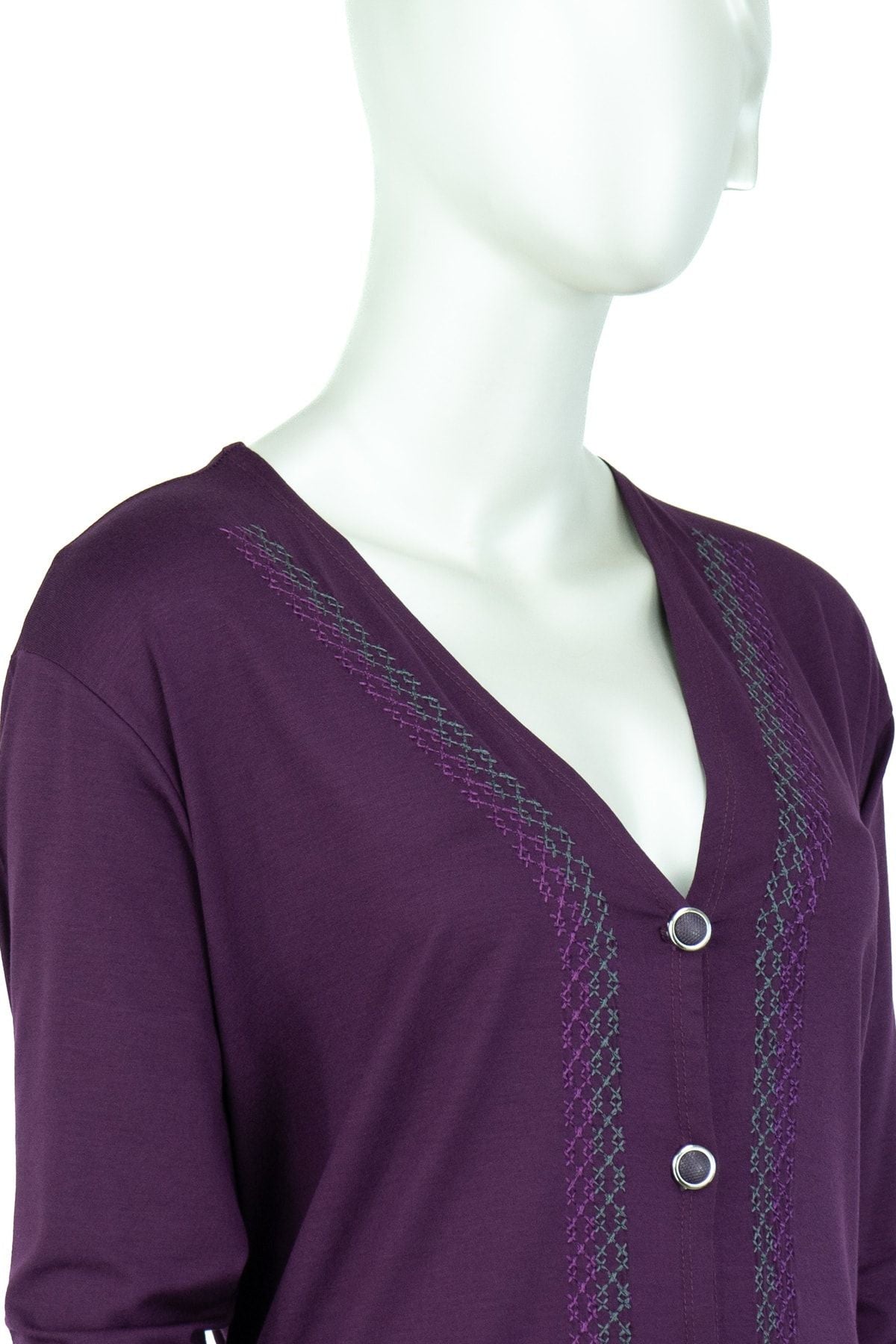 Kadın Önü Düğmeli Cepli Bahar Örgüsü Model TamKalıp Turlu Viskon Penye Kumaş Anne Uzun Hırka