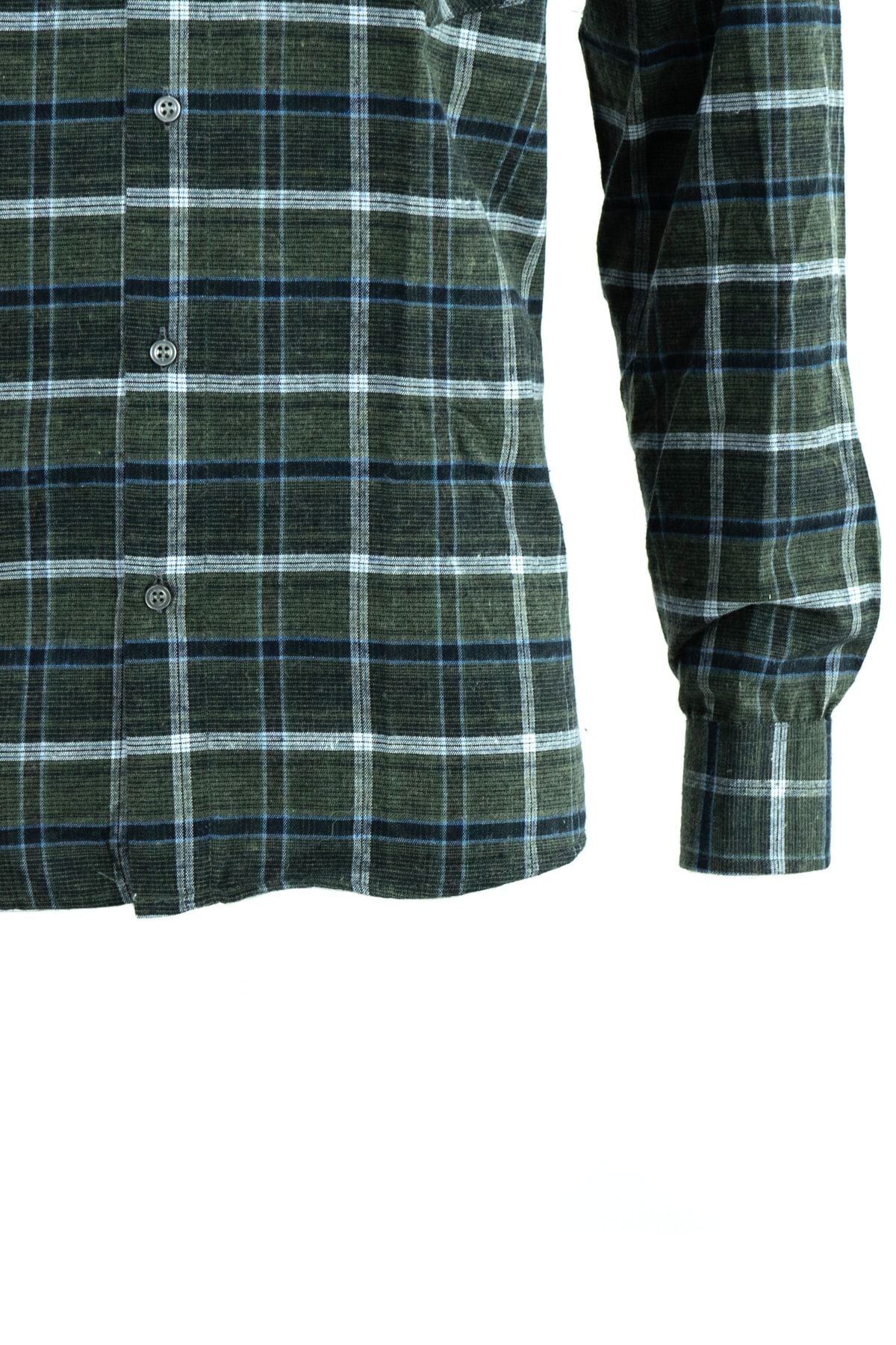 Erkek Kışlık Ekose Desenli Uzun Kollu Rahat Kesim Çift Cepli Yakası Düğmeli Pamuklu Gömlek