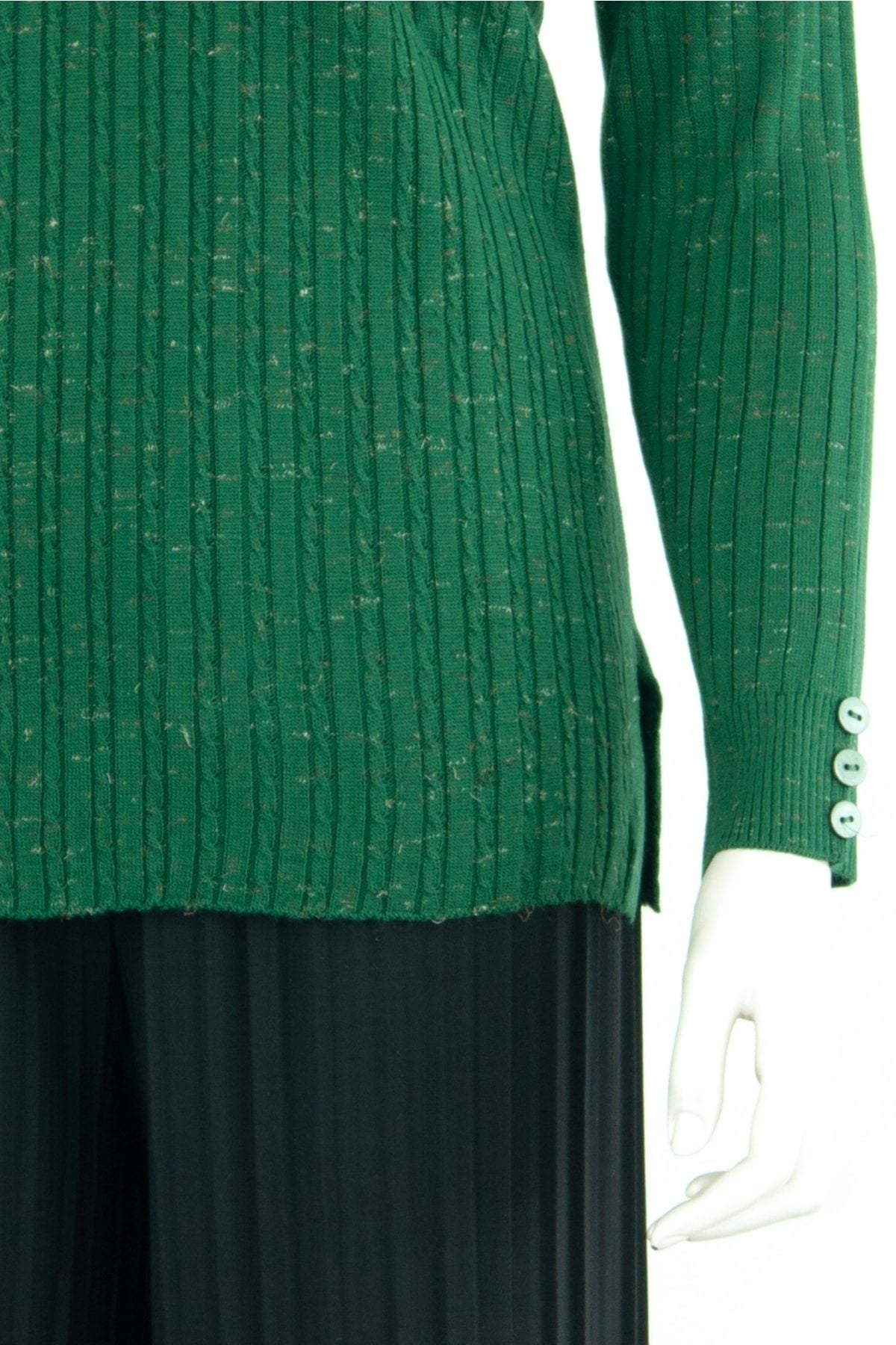 Kadın Kışlık Simetri V Yaka Desenli Uzun Kol Likralı Dokuma Triko Ince Anne Kazak